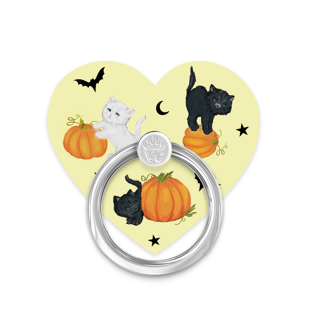 Purrfect Pumpkins Phone Ring Holder - Cute Cat & Pumpkin Design Grip Stand for iPhone Samsung - Perfect for Selfies, Videos & Hands-Free Use
