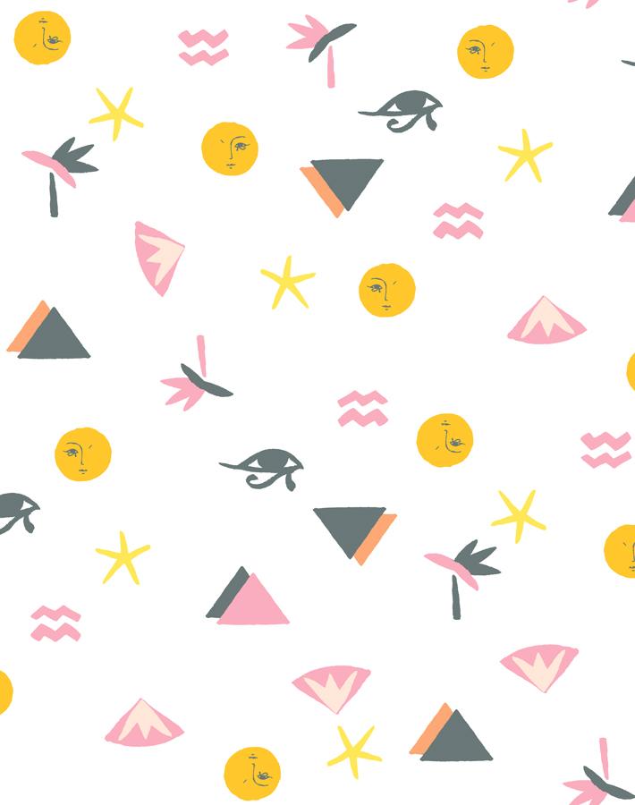 Egyptian Icons Wallpaper by Tea Collection - Bubblegum Pink Peel & Stick Wallpaper for Kids Room, Nursery Decor, DIY Home Improvement