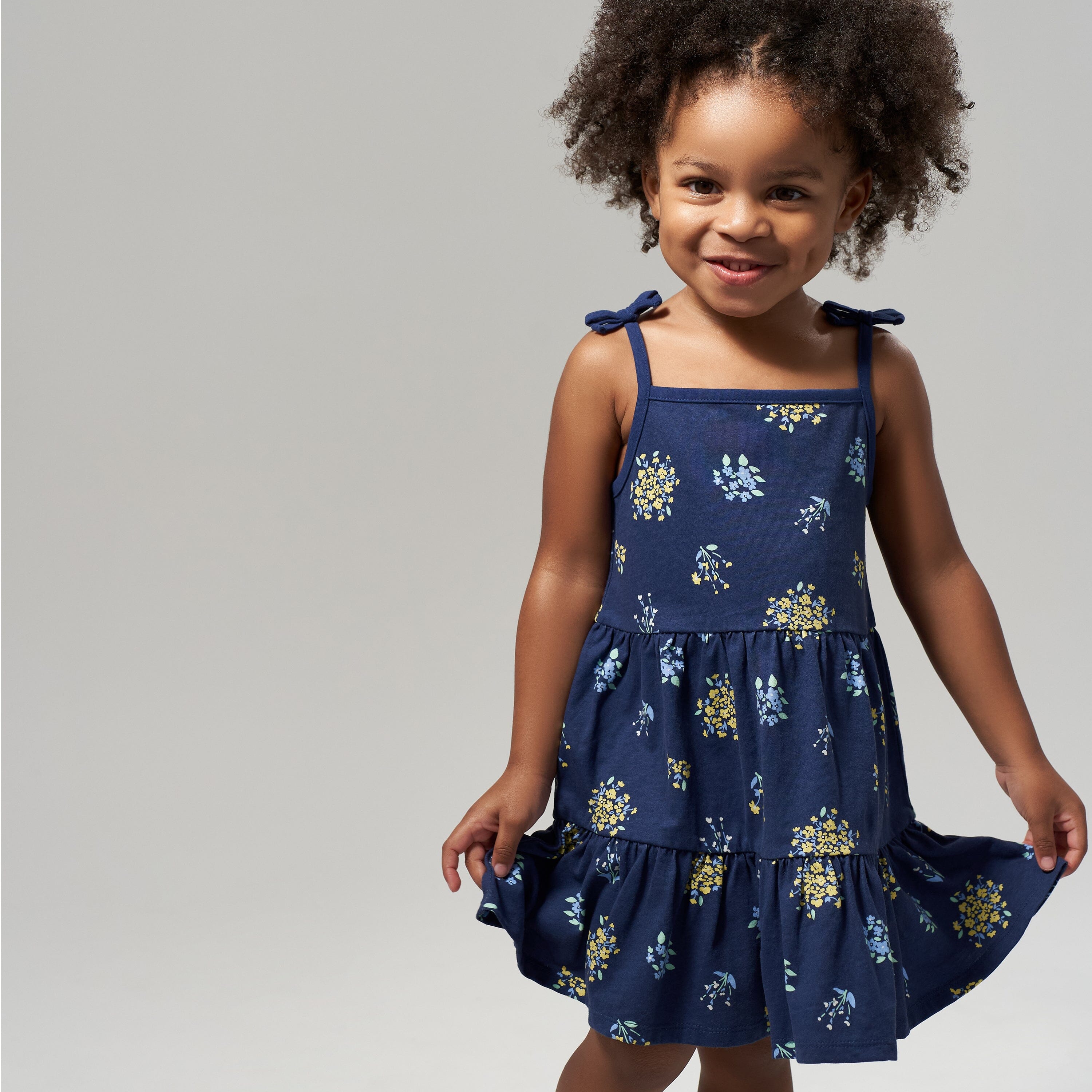 2 Pack Baby Girl Blue Floral Knit Dresses for Infants & Toddlers - Perfect for Spring Outfits, Photo Shoots & Special Occasions