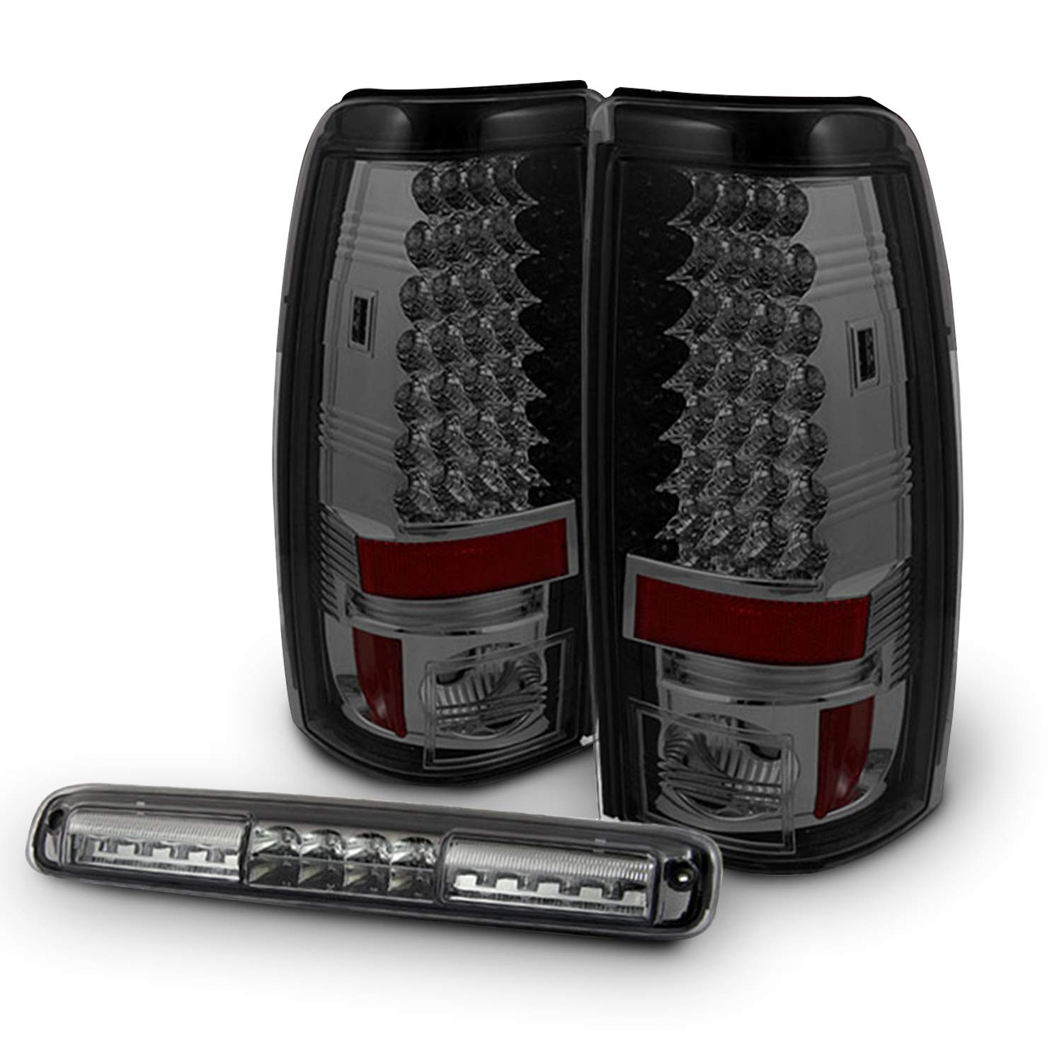 AKKON Smoked LED Tail Lights & 3rd Brake Light for 1999-2002 Chevy Silverado & 1999-2006 GMC Sierra - Upgrade Your Truck's Style & Safety for Night Driving & Off-Road Adventures