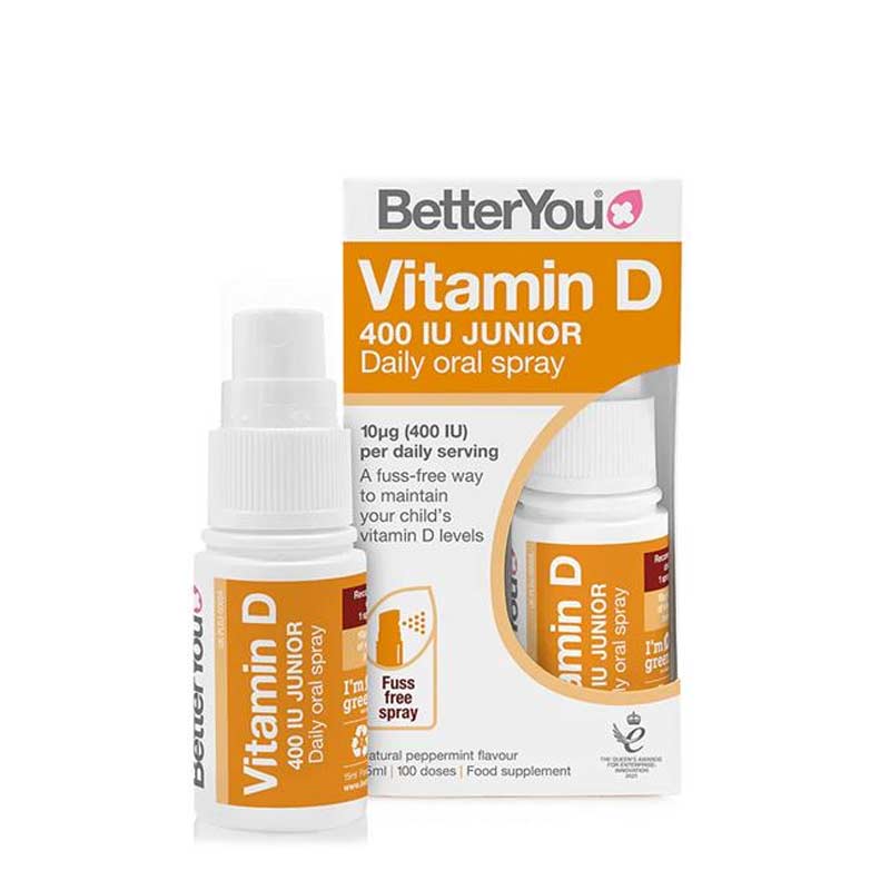 Better You D400 Junior Oral Spray - Vitamin D3 Supplement for Kids, Immune Support & Bone Health - Easy-to-Use Spray for Daily Nutrition at Home or School