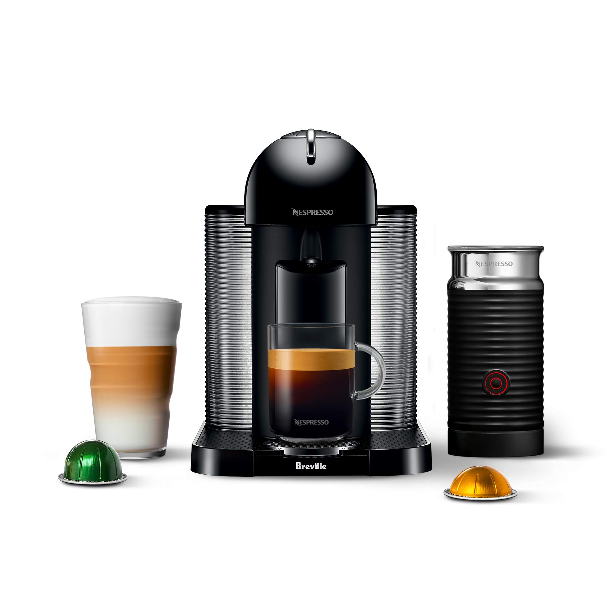 Breville Nespresso Vertuo Coffee & Espresso Machine with Aeroccino Milk Frother - Matte Black | Single-Serve Pod Brewer for Home & Office Use