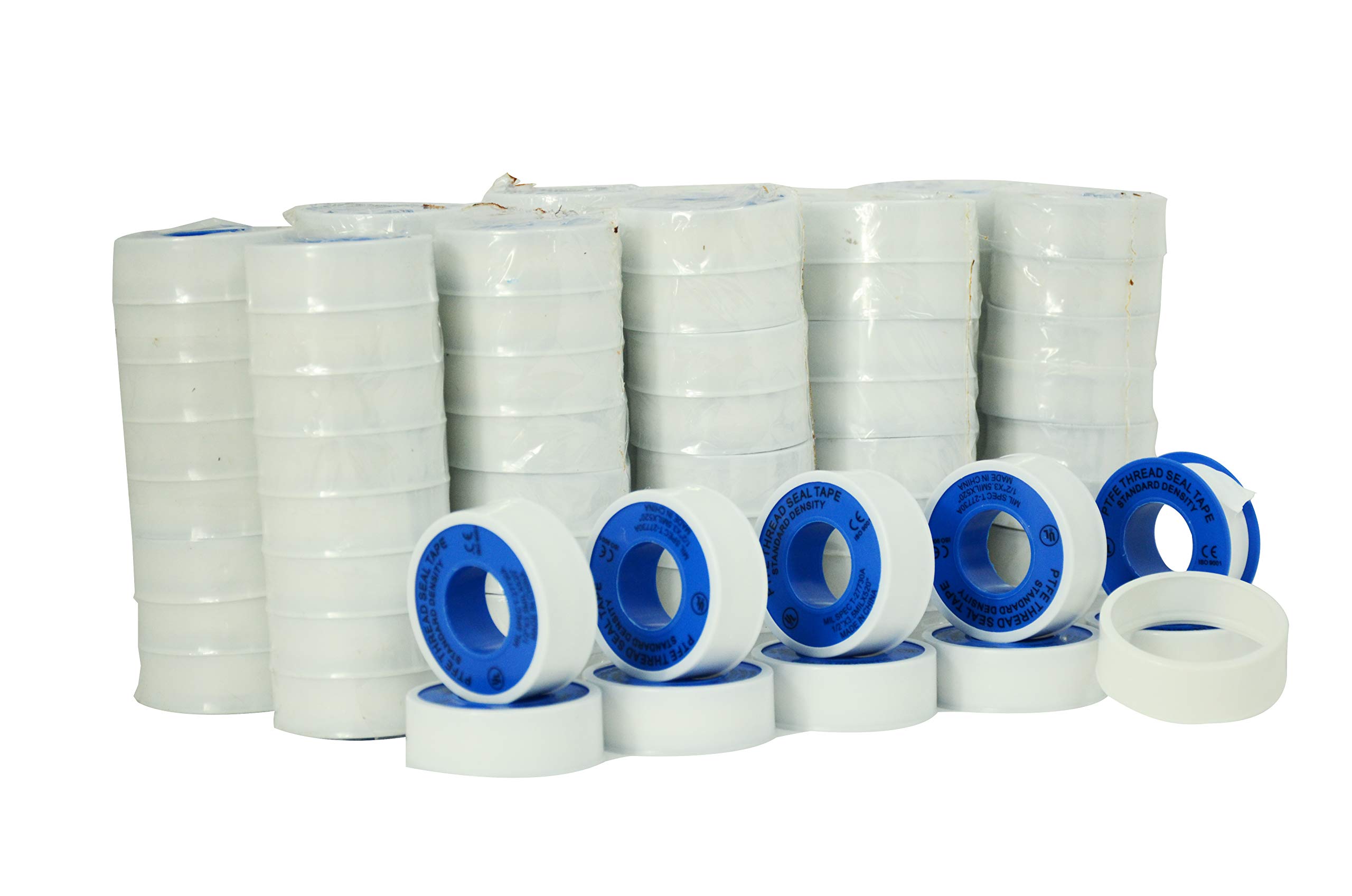 WOD PTST35S Plumbers Pipe Teflon Thread Seal Tape - 1/2 inch x 260 inch (500 Rolls Bulk Pack) - Waterproof, High Pressure Resistant Sealant for Gas, Oil, Hydraulic Lines - Ideal for Plumbing, HVAC, and Industrial Pipe Repair