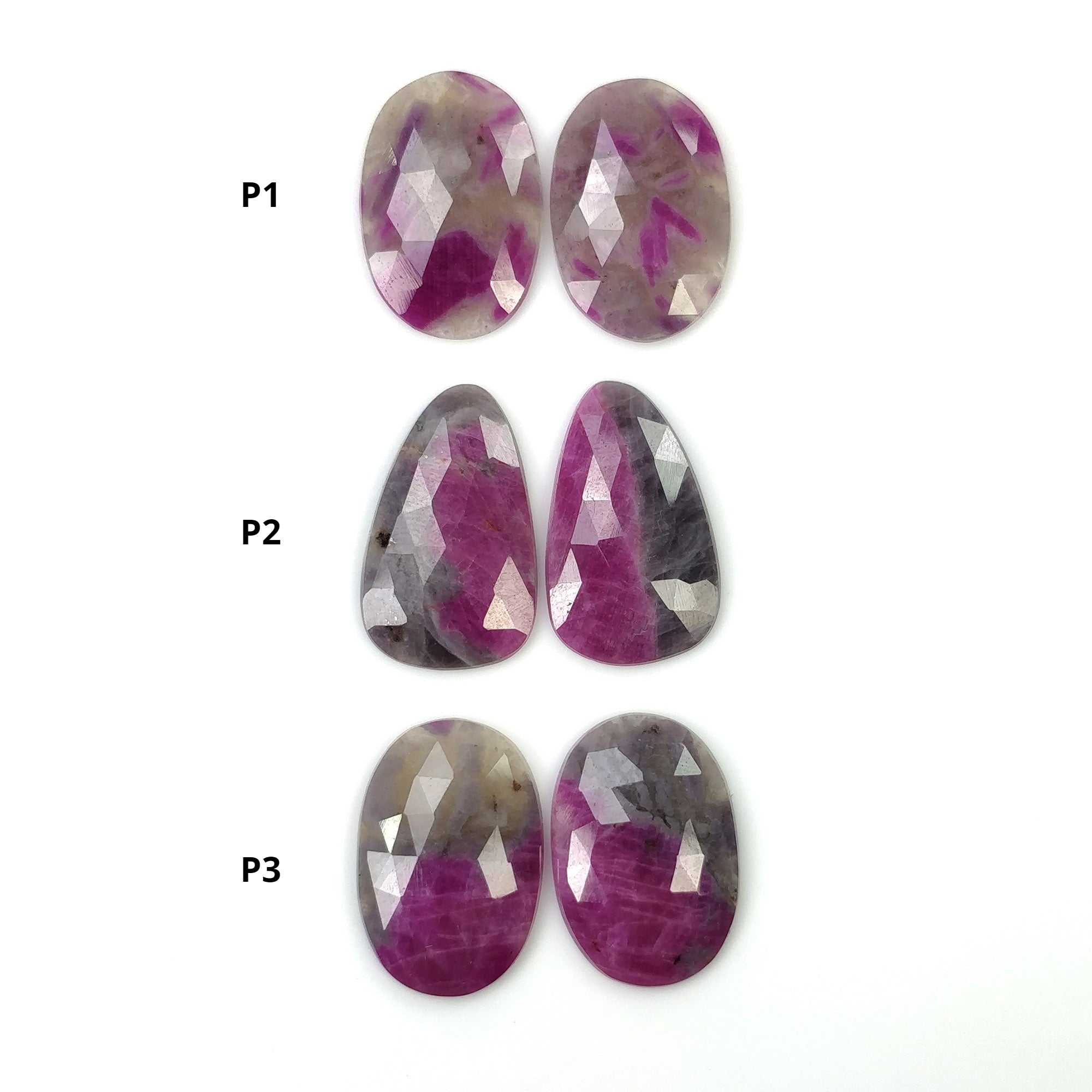 Natural Untreated Bi-Color Sapphire Rose Cut Gemstone Pair - Oval & Unique Uneven Shapes for Jewelry Making, Engagement Rings & Special Occasion Gifts
