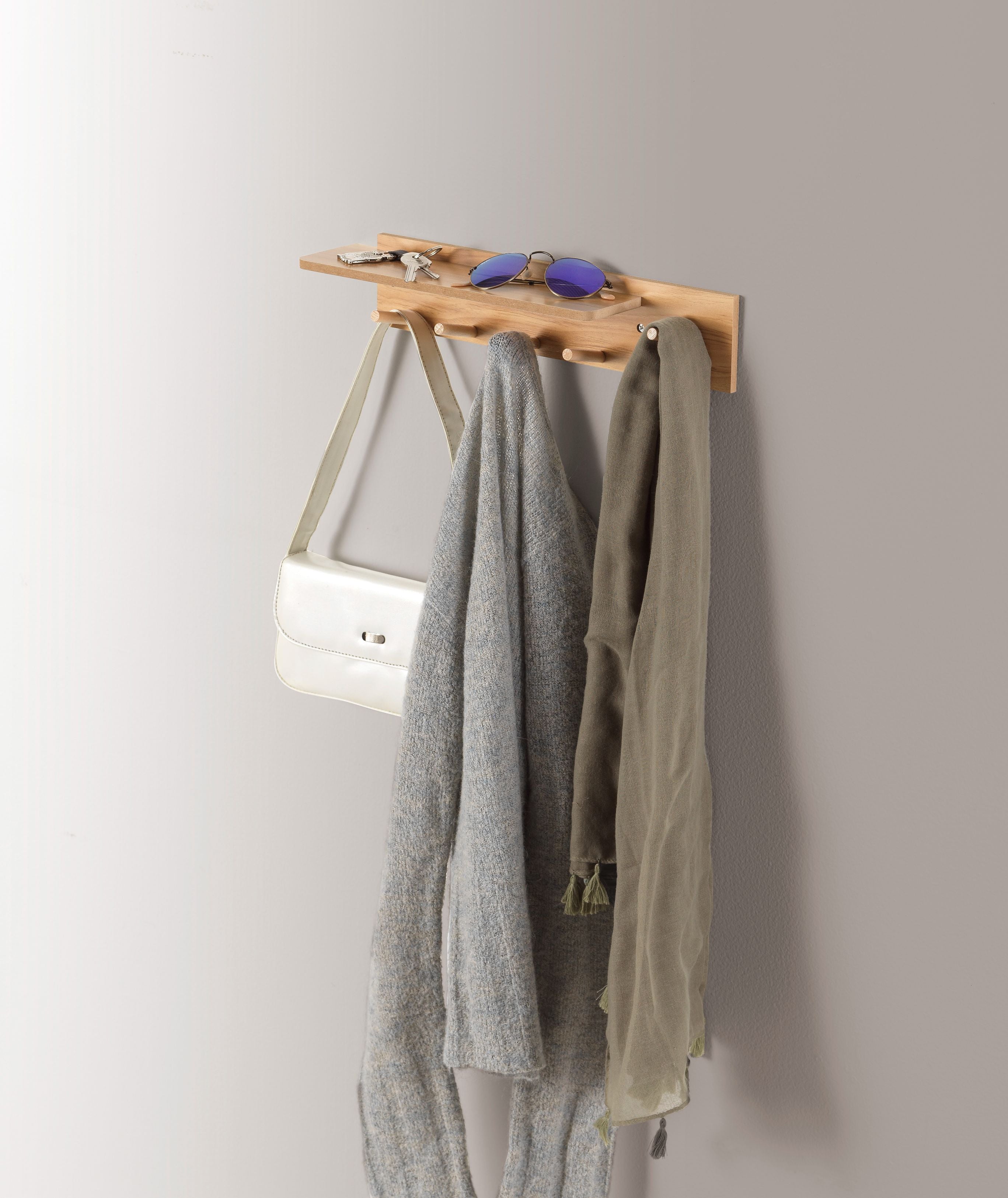 Premium Wooden Wall Hook Rack - Sturdy Coat Hanger Organizer for Entryway, Bathroom & Bedroom - Space Saving Home Decor Storage Solution