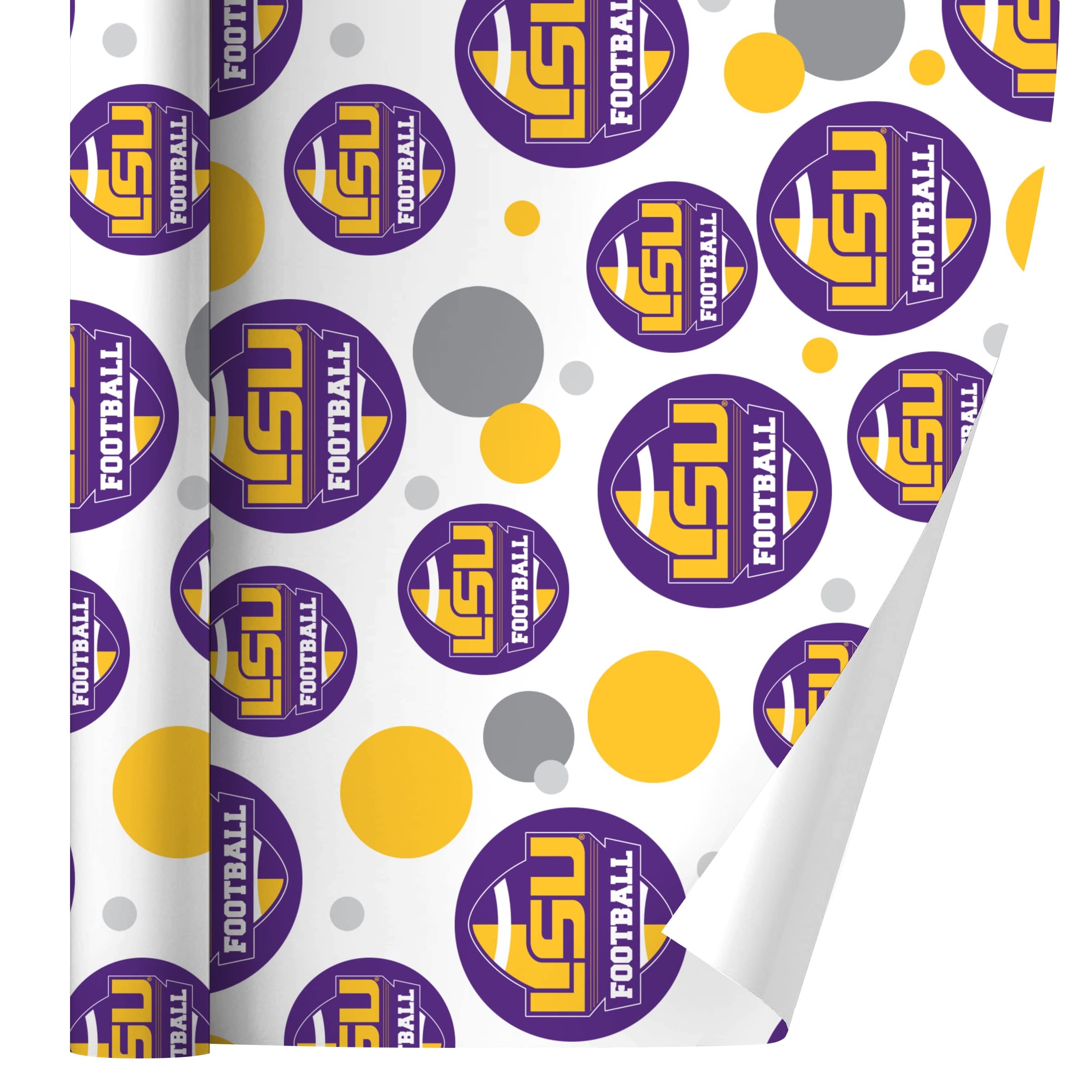 Premium LSU Tigers Football Themed Gift Wrap Roll - Perfect for Birthday, Christmas & Game Day Presents - 24