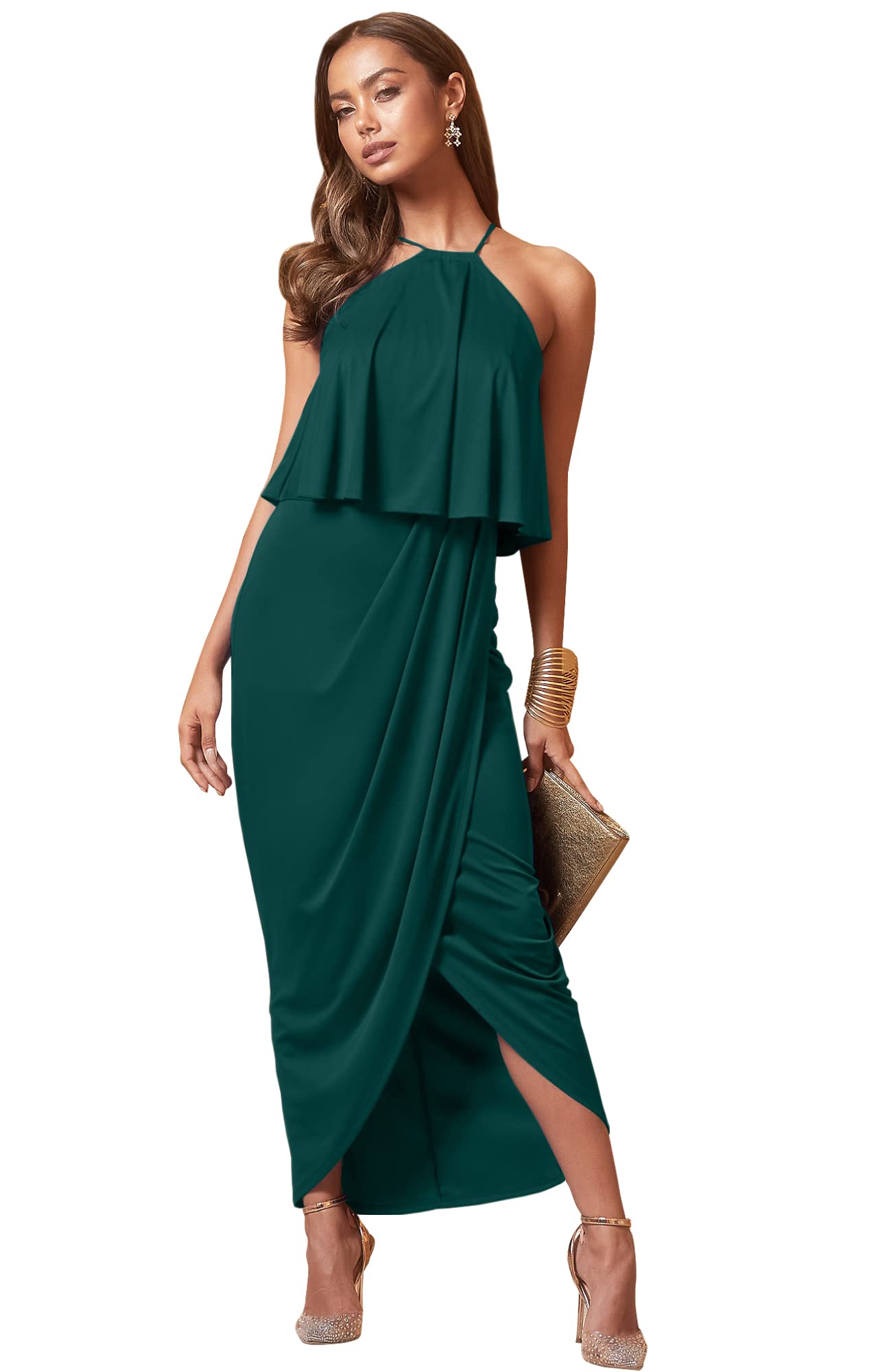 Elegant Women's Long Sexy Bridesmaid & Wedding Guest Cocktail Maxi Dress - Perfect for Formal Events, Parties & Evening Occasions
