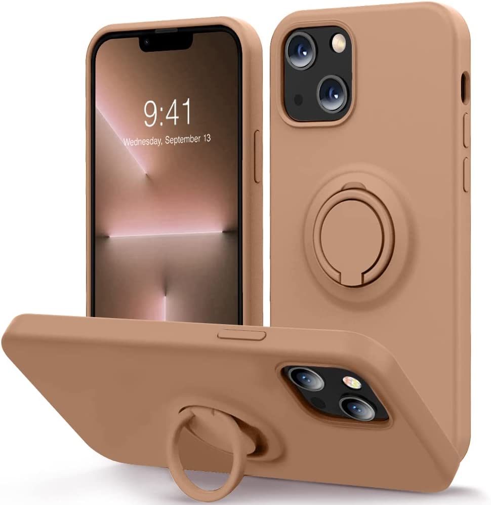 MOCCA Compatible iPhone 13 Mini Case with Ring Kickstand - Wine Red | Shockproof Protective Cover for Everyday Use, Work & Travel