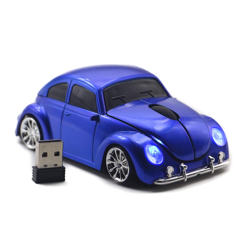 Wireless Optical Mouse for VW Beetle - Portable Computer & Laptop Mouse with USB Receiver (Blue) | Perfect for Gaming, Office Work & Travel Use