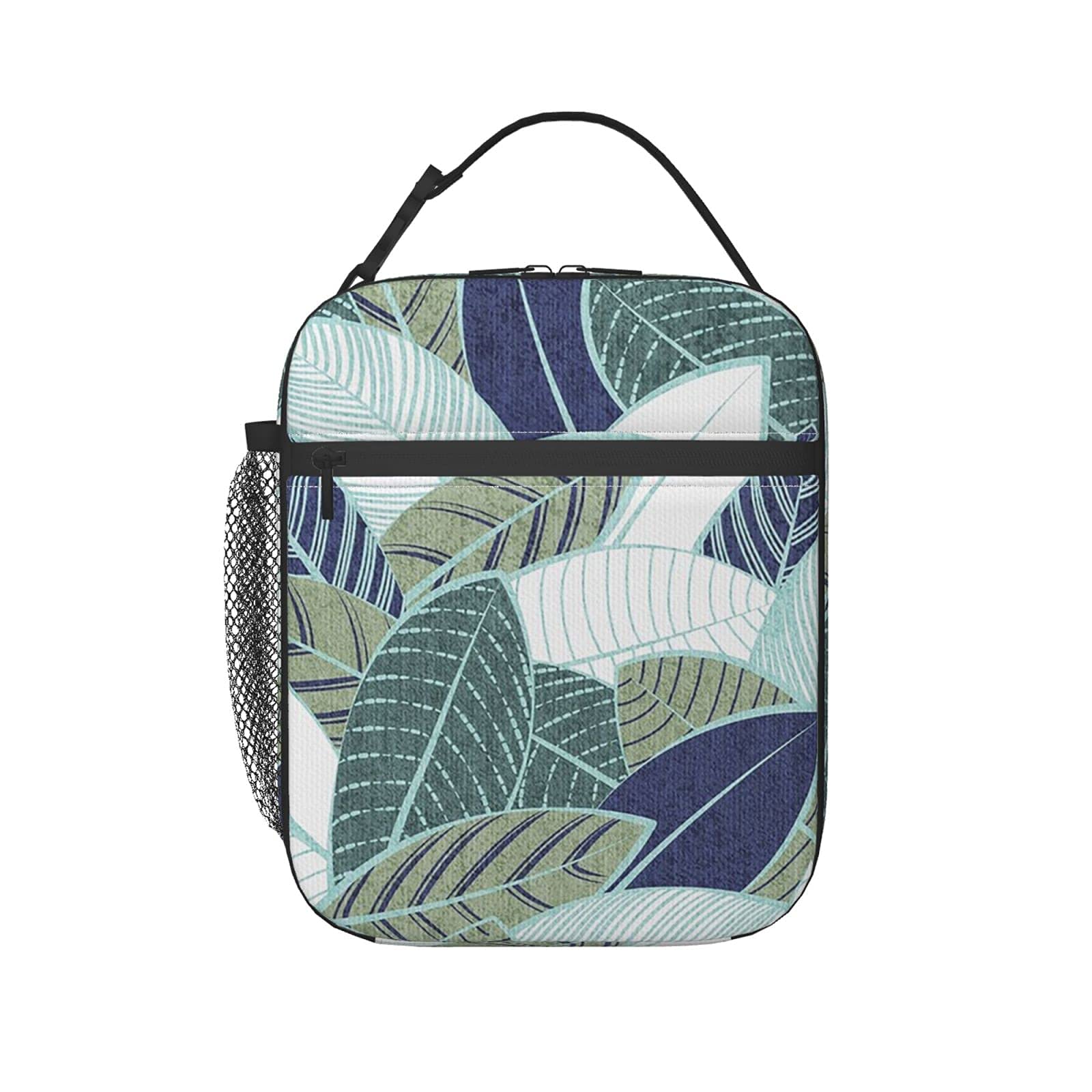 Insulated Lunch Bag for Women & Men - Green Leaves Mint Design Tote Lunch Box for Work, School, Picnic & Travel | Eco-Friendly & Leak-Proof Food Container