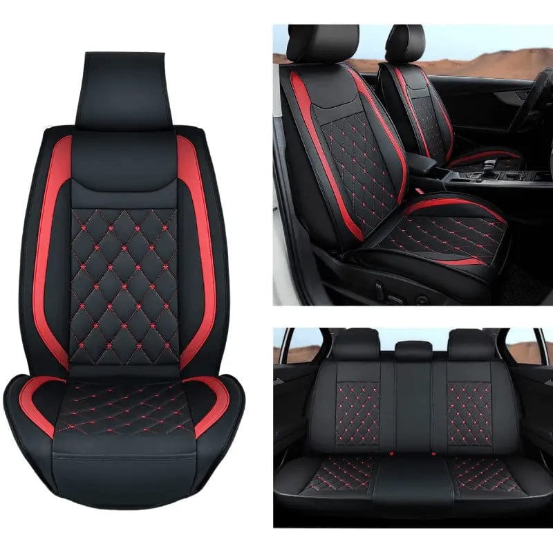 Premium 5-Piece Car Seat Covers Full Set for Hyundai, Honda Accord, Kia, Civic, Corolla, Camry, CRV, RAV4 & Fusion - Black & Red Design | Universal Fit for Sedans & SUVs | Perfect for Road Trips, Daily Commute & Car Protection