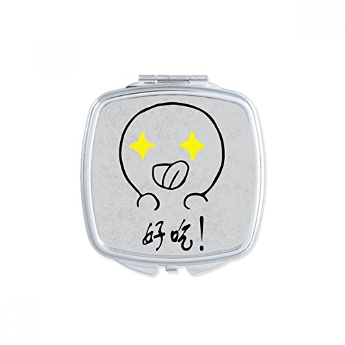 DIYthinker Cute Black Happy Pattern Square Mirror - Portable Compact Double-Sided Pocket Makeup Mirror for Travel, Home Vanity & Handbag