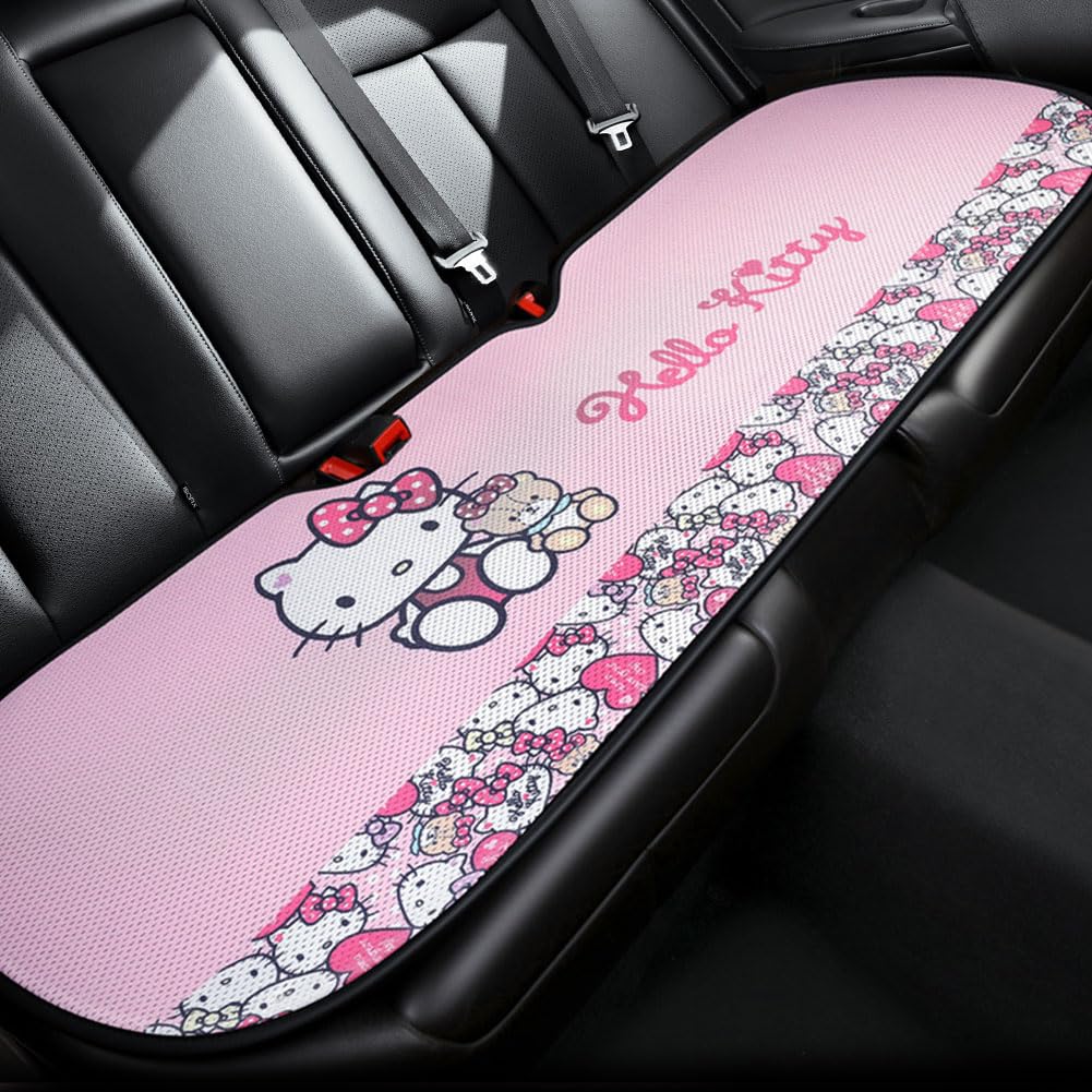 BKDRL Car Seat Protector for Pets - Cute Kitty Design Car Seat Cover with Cooling Pad - Soft Pink Rear Seat Mat for Cars | Perfect for Summer Travel & Pet Safety