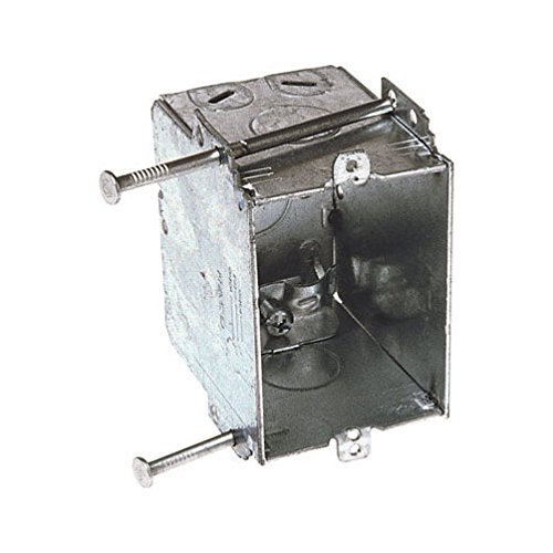 Hubbell Raco 8355 Single Gang Switch Box with Nails - Metal Electrical Box for Wall Switches & Outlets - Ideal for Home, Office & Commercial Wiring Projects