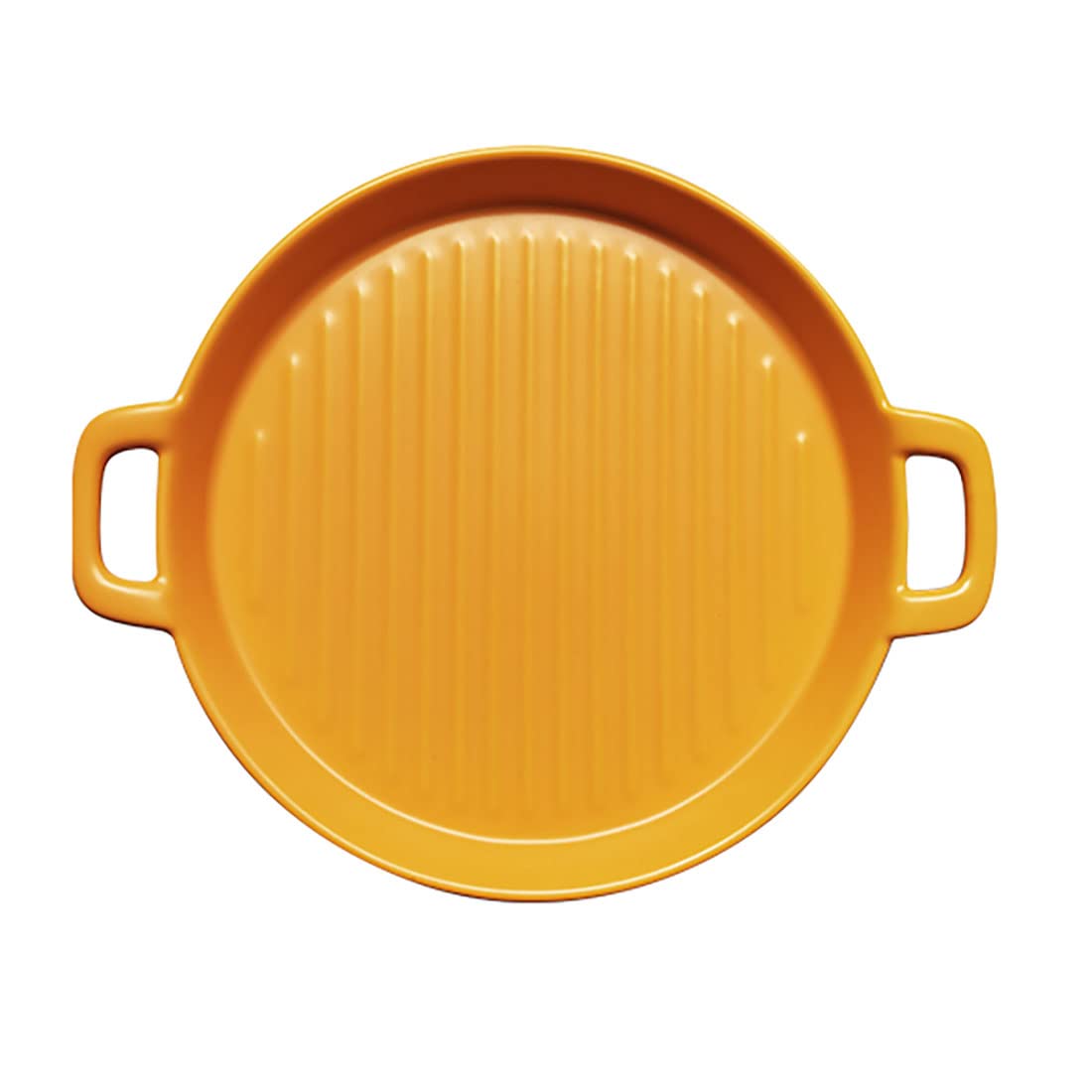 Bicuzat Ceramic Lasagna Pan - 12 Inch Round Baking Dish for Oven to Table, Matte Yellow Large Bakeware - Perfect for Lasagna, Casseroles, Pies & Serving Dishes - Ideal for Home Cooking, Restaurants & Dinner Parties