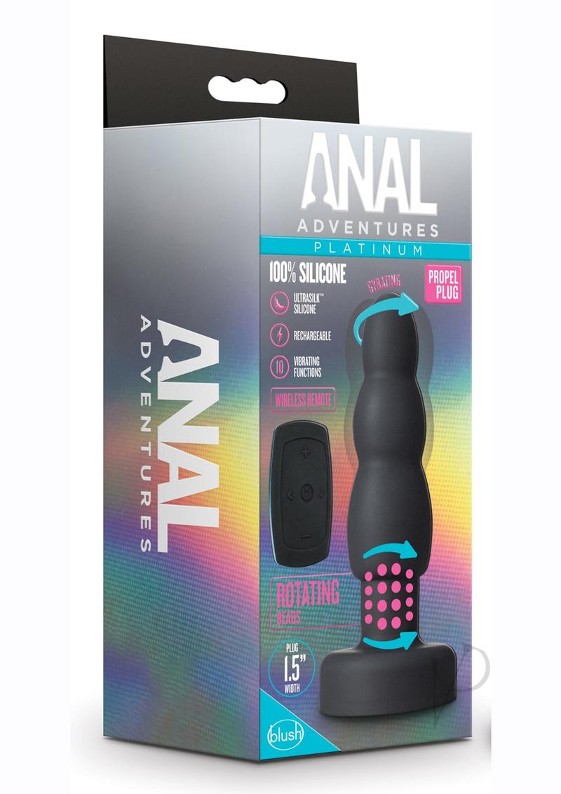 Premium Remote Control Butt Plug - Anal Adventures Platinum Propel - Black Silicone Adult Toy for Couples Play & Solo Pleasure - Perfect for BDSM, Roleplay & Spicing Up Your Intimate Life