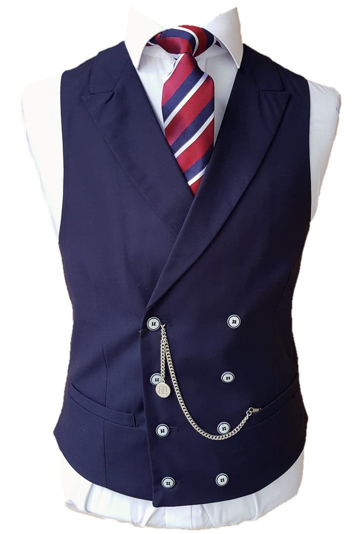 Cavani Lennox Navy Blue Double Breasted Waistcoat Vest for Men - Formal Business Attire & Wedding Suit Accessories