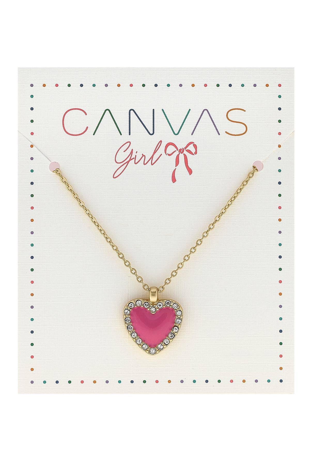 Pink Heart Pendant Kids Necklace - Sterling Silver Maggie Pave Charm Jewelry for Girls | Birthday Gifts, First Communion, Special Occasions