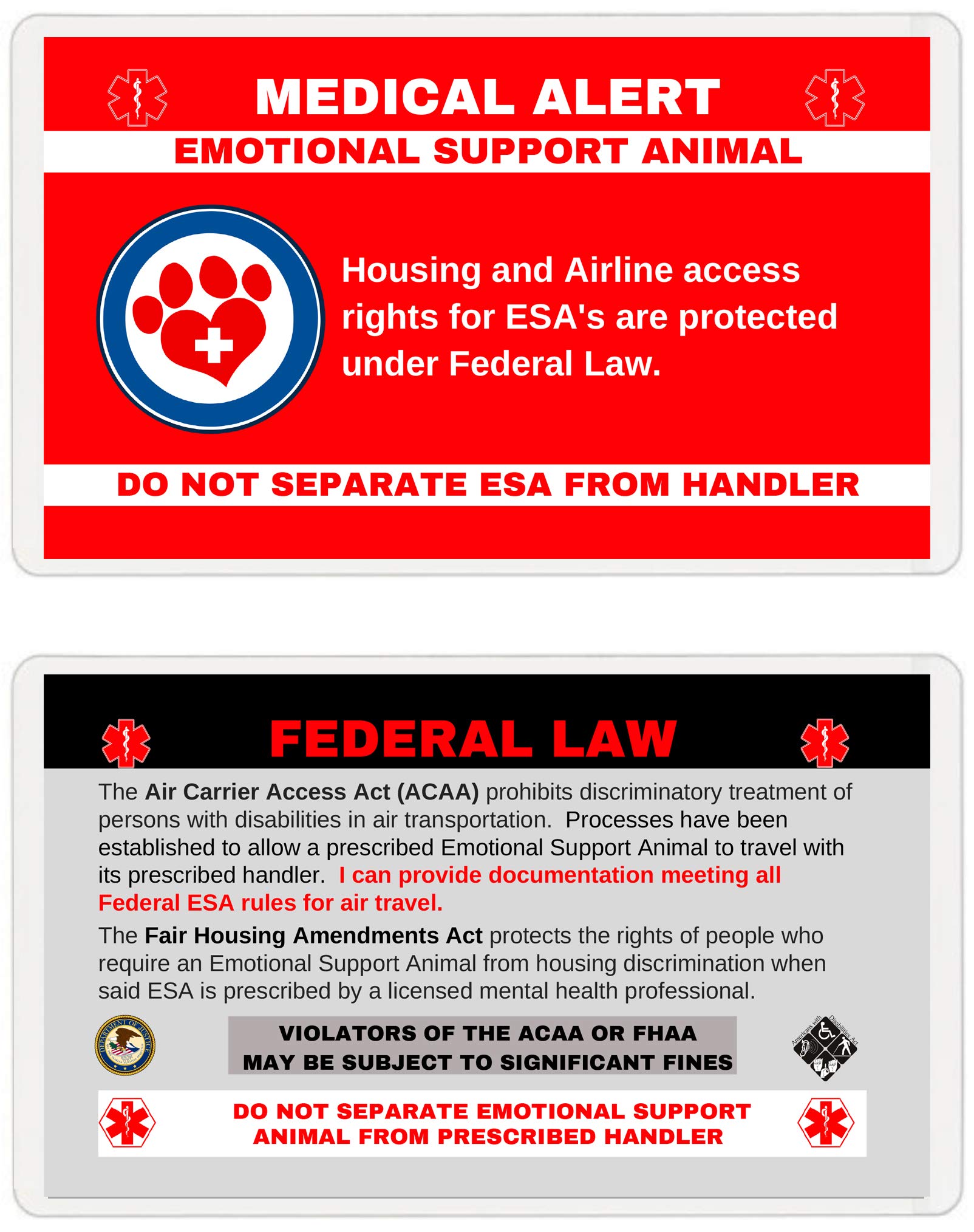 Emotional Support Animal ID Badge & Wallet Card - ESA Certification for Dogs & Cats - Perfect for Travel, Housing & Public Access (1 Pack)