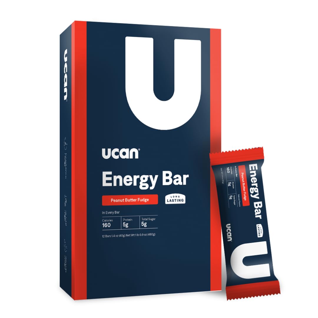 UCAN Energy Snack Bars - Peanut Butter Fudge Flavor | All Natural, Low Sugar, Non-GMO, Gluten-Free & Keto-Friendly Protein Bars (12 Pack, 1.4oz Each) | Perfect for Hiking, Gym Workouts & On-The-Go Healthy Snacking