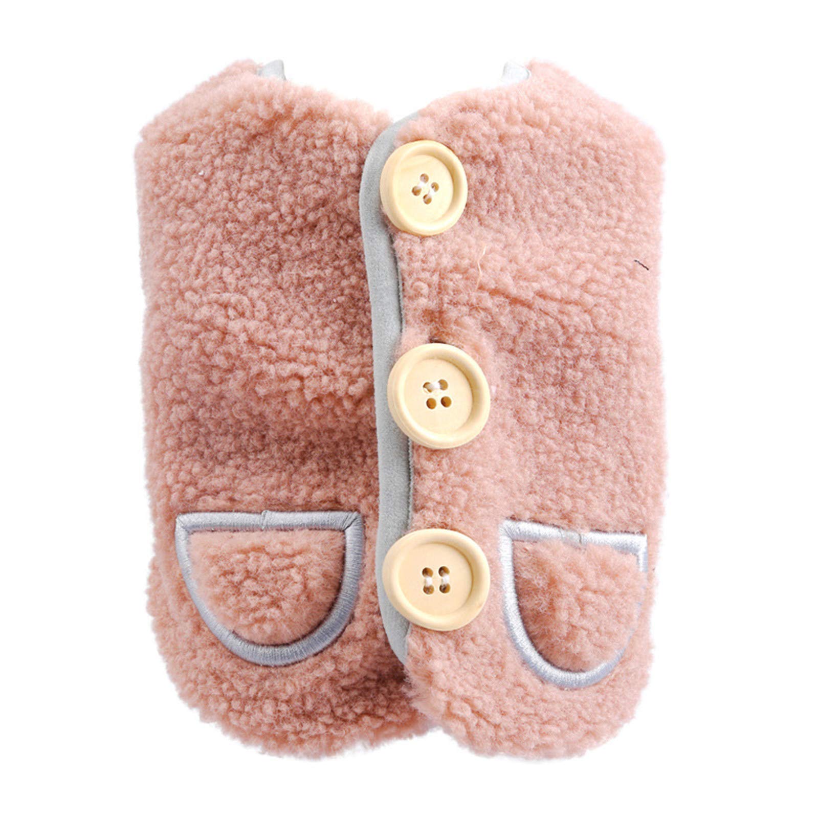 Hionre Dog & Cat Plush Jacket with Button Closure - Soft Puppy Compression Vest for Small Pets, Warm Winter Pet Clothes for Autumn & Cold Weather - Perfect for Indoor Comfort & Outdoor Walks