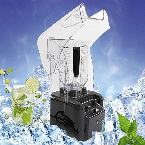 2200W Commercial Blender with Soundproof Cover - Quiet High-Power Smoothie Maker, Food Mixer & Soy Milk Juicer for Countertop - Perfect for Restaurants, Cafes & Home Kitchens (Black)