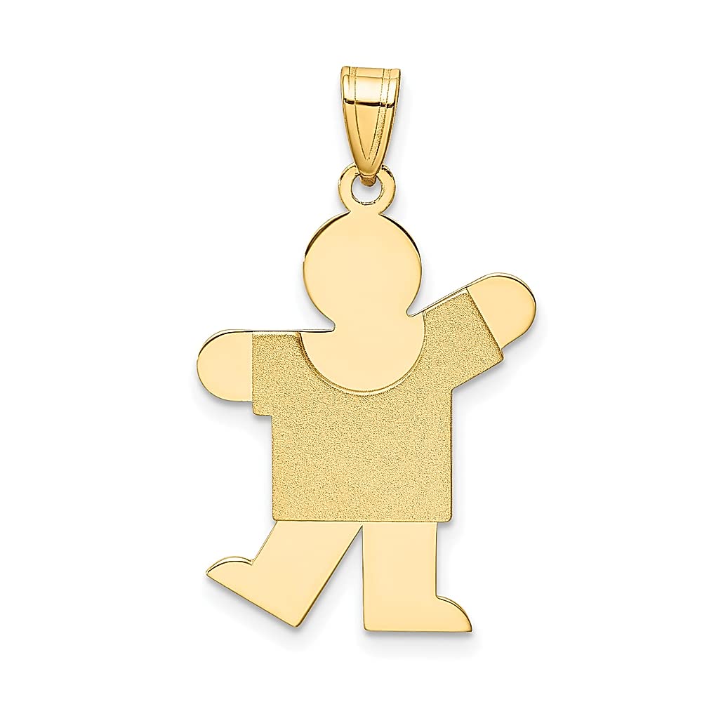 14K Solid Yellow Gold Engravable Boy Charm Necklace Pendant - Personalized Baby Jewelry Gift for Women, Mom, Grandma - Perfect for Birthdays, Anniversaries & Mother's Day