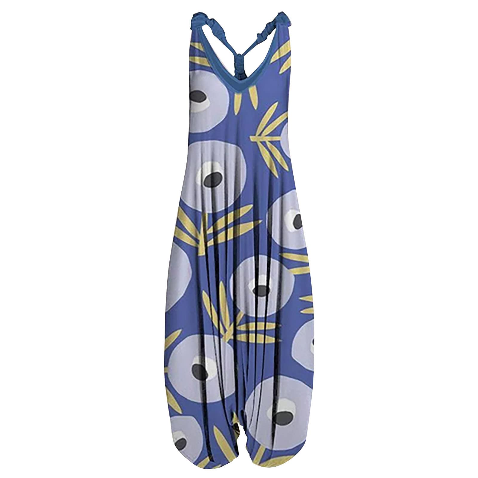 Women's High Waist Pleated Overalls - Button Down Loose Wide-Leg Romper with Self-Tie Belt & Floral Print | Casual Outfit for Spring, Summer & Fall | Perfect for Brunch, Shopping & Outdoor Activities