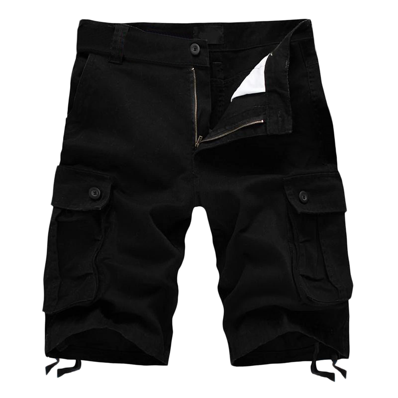 **JSPOYOU Men's Cargo Shorts - Lightweight Cotton Relaxed Fit Tactical Shorts for Outdoor & Casual Wear - Multi-Pocket Design (Black) - Perfect for Hiking, Travel & Everyday Comfort**