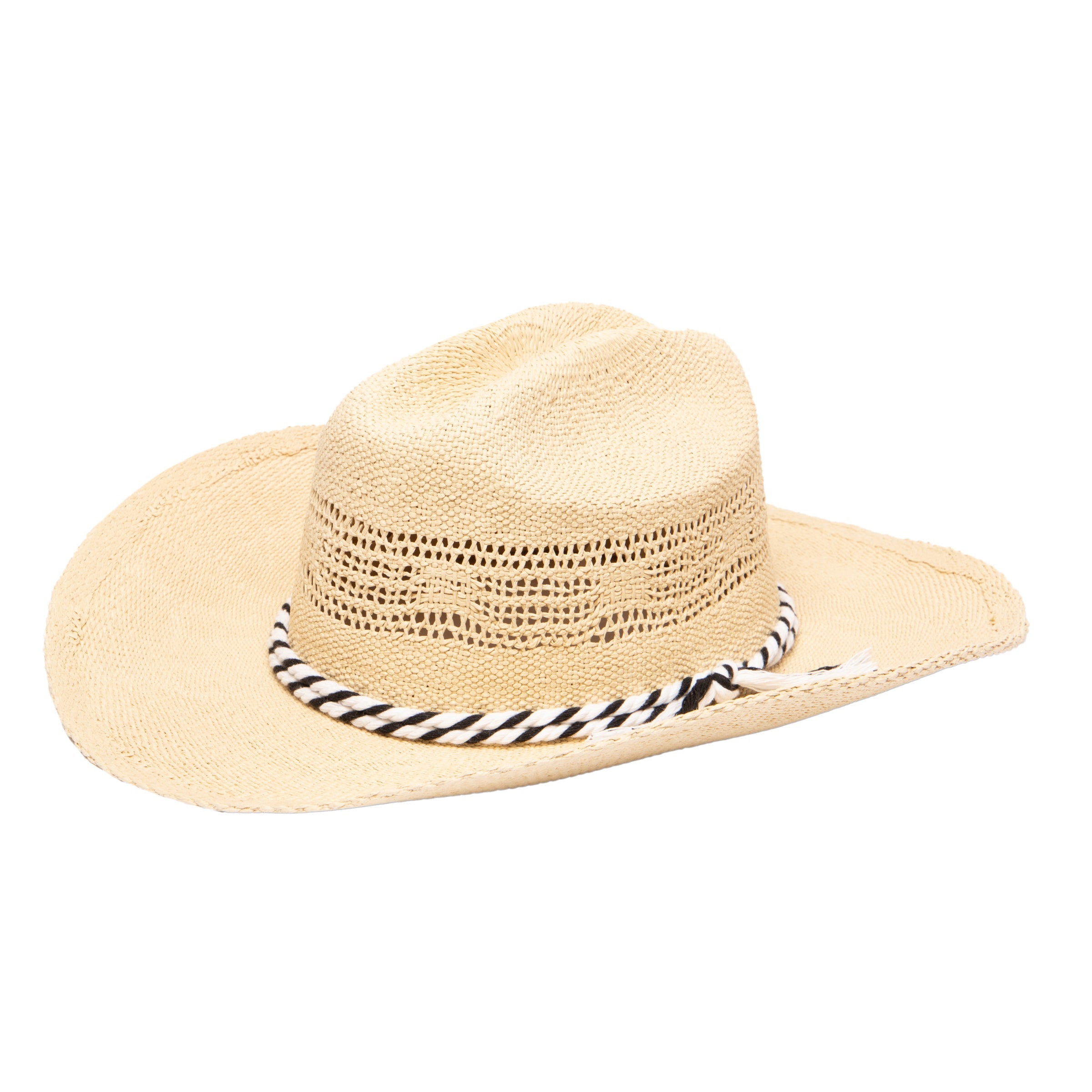 Women's Stylish Woven Cowboy Hat with 2-Tone Cotton Band - Perfect for Western Rides, Country Music Festivals & Summer Outdoor Adventures
