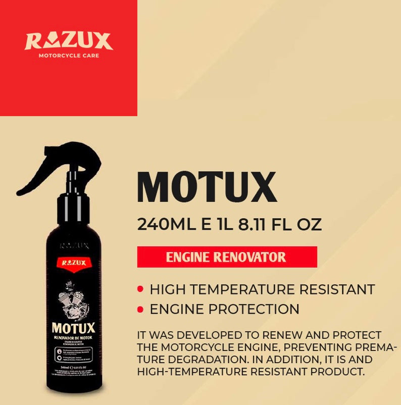 Razux Motux 240ml Engine Renewer - High Performance Engine Restorer & Lubricant for Cars, Trucks, and Motorcycles - Restores Power, Reduces Friction, and Improves Fuel Efficiency - Ideal for Daily Drivers and High-Mileage Vehicles