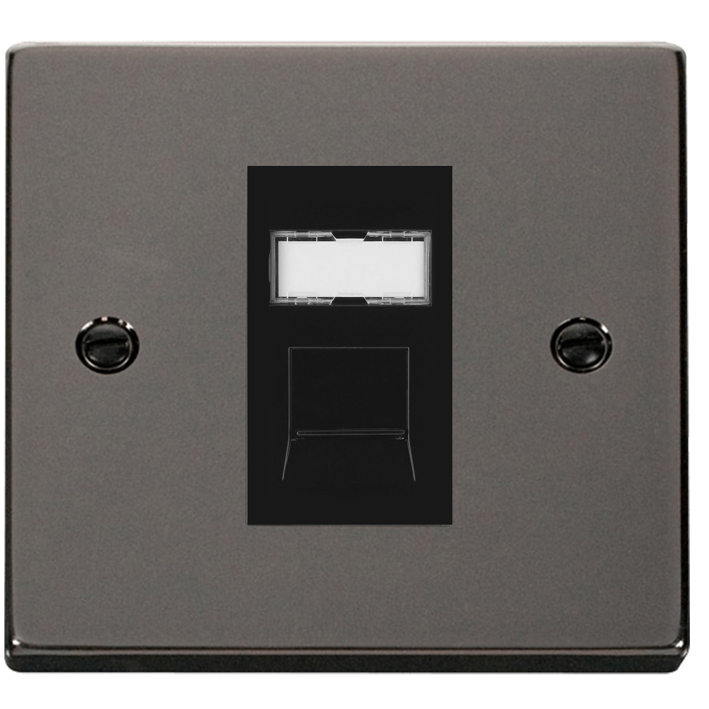 Black Nickel Cat6 Ethernet Wall Socket - High-Speed RJ45 Data Port for Home & Office Networking - Perfect for Smart Homes, Gaming Setups, and Office Workstations