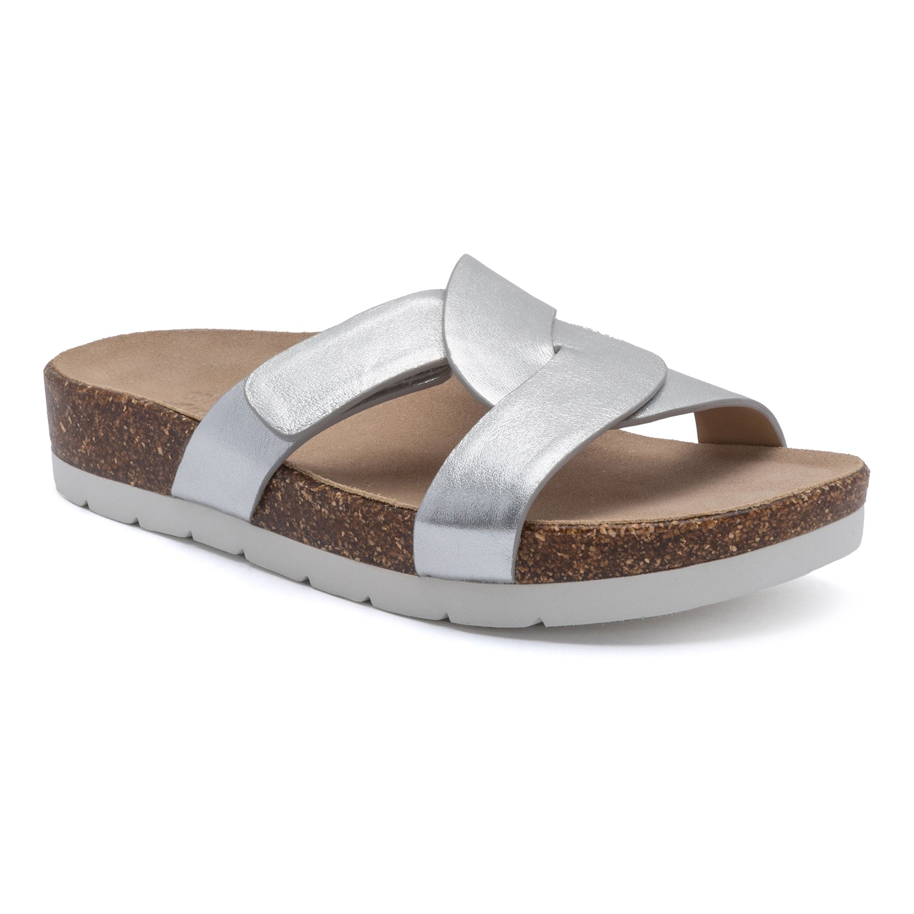 Abeo Lanai Slide Sandals for Women - Comfortable Silver Flip Flops with Arch Support | Perfect for Beach, Pool, Vacation & Summer Outfits