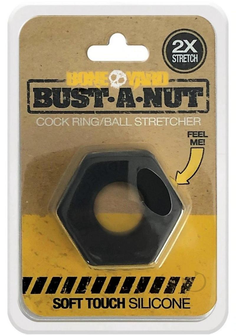 Boneyard Bust A Nut 2X Stretch Silicone Penis Stretcher - Black - Enhance Male Enhancement & Comfort for Intimate Moments