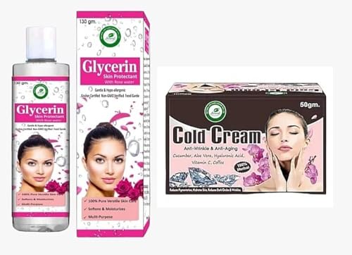 Natural Cold Cream & Glycerine Combo for Soft Glowing Skin - Hydration & Anti-Wrinkle Care