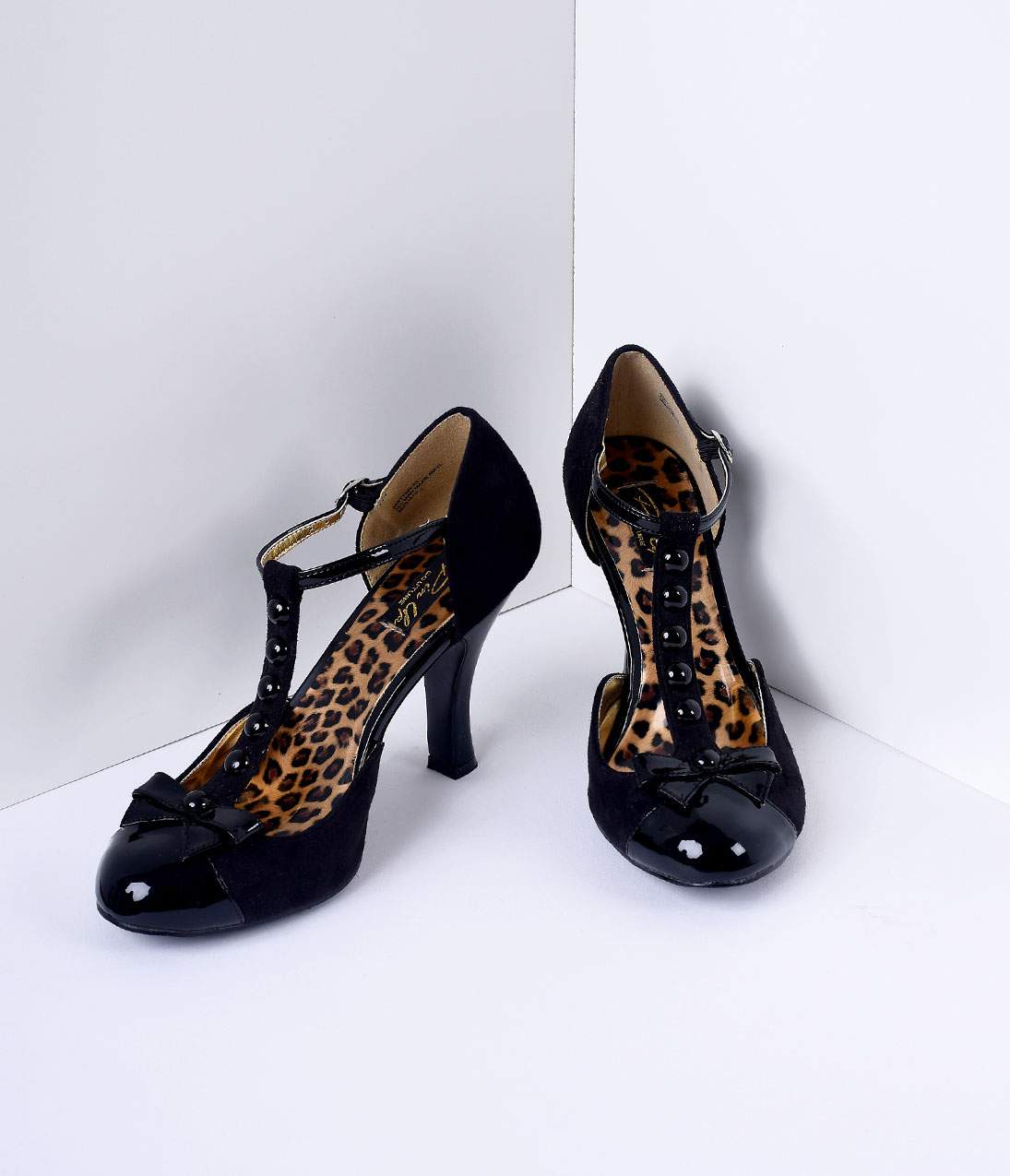 Black Microsuede Button-Up T-Strap Heels for Women - Elegant Dress Shoes for Weddings, Parties & Evening Events