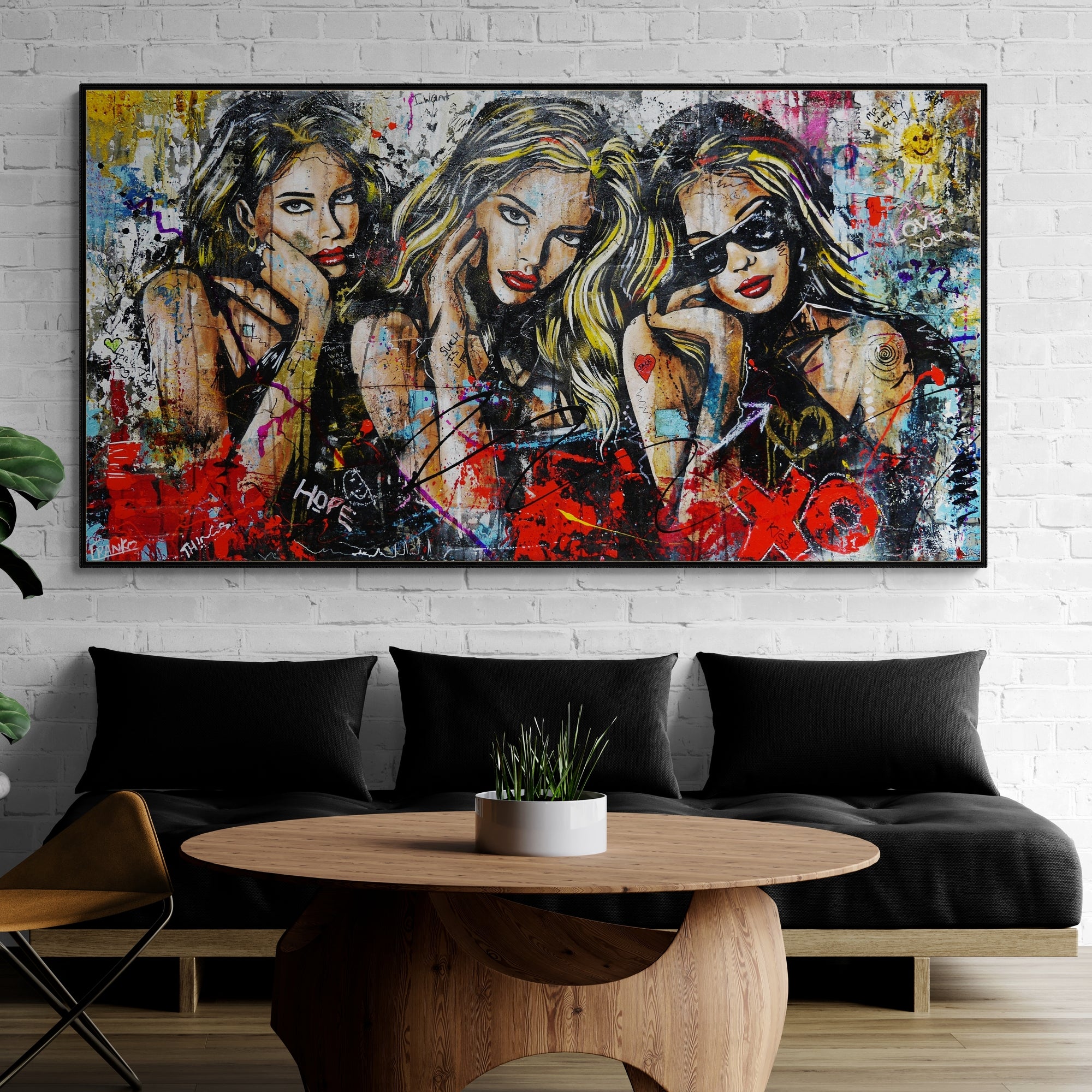 190cm x 100cm Sexy Concrete Textured Street Art Painting of Goddesses - Modern Wall Decor for Living Room, Bedroom & Office