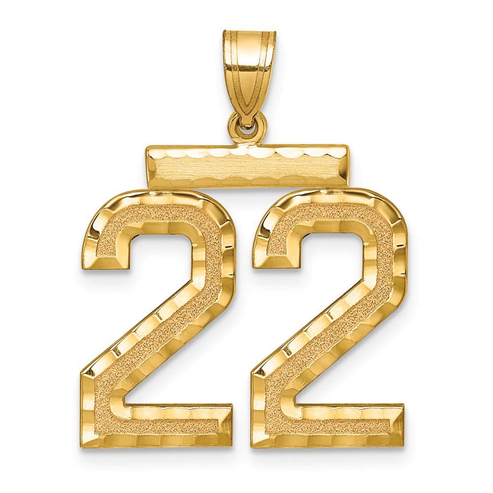 The Black Bow 14k Yellow Gold Varsity Collection Large D/C Pendant Number 22 - Perfect for Gifts, Graduations, and Special Occasions