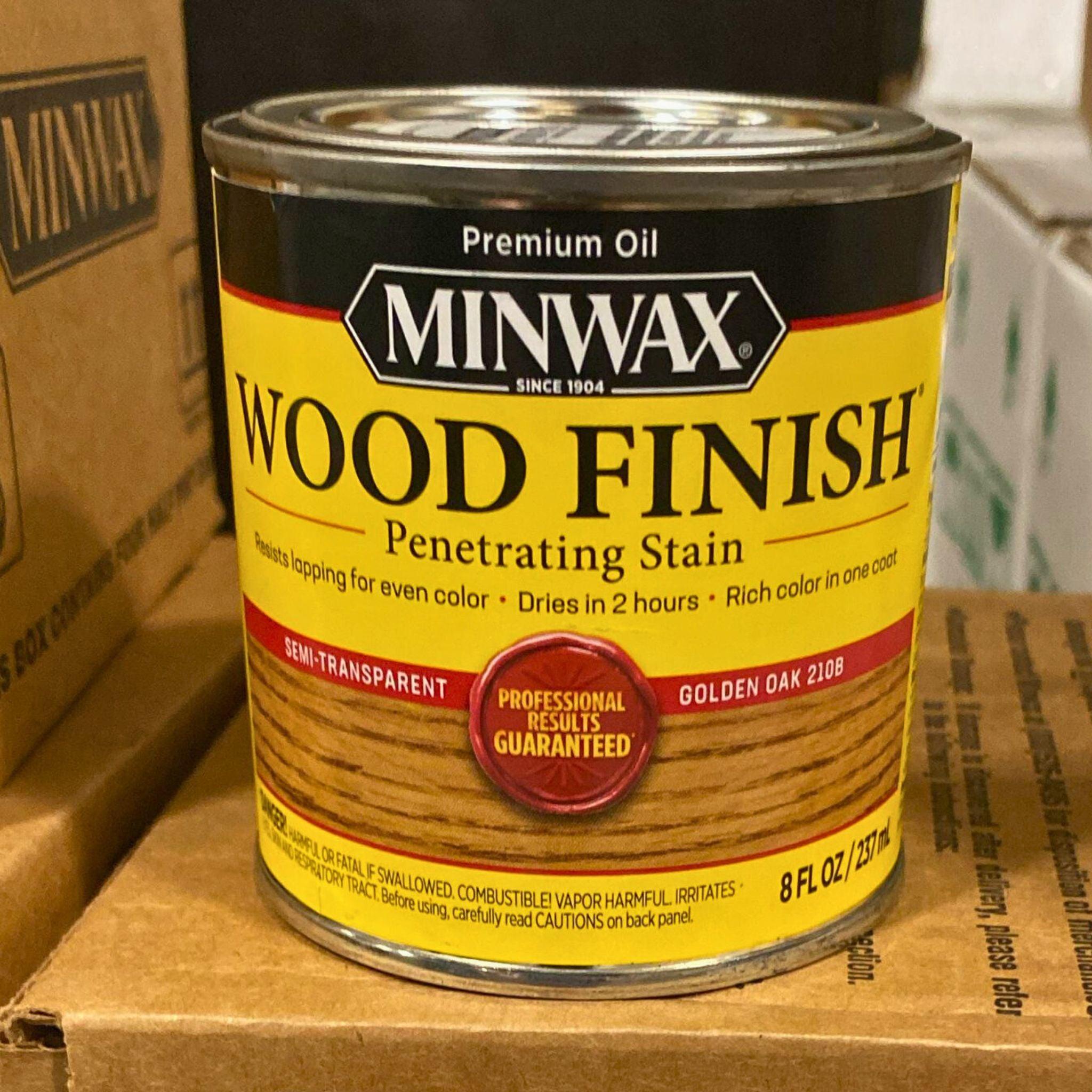Premium Minwax Wood Finish Penetrating Stain - Golden Oak 210B (8 oz, 60-Piece Bulk Pack) for Furniture, Cabinets & DIY Woodworking Projects