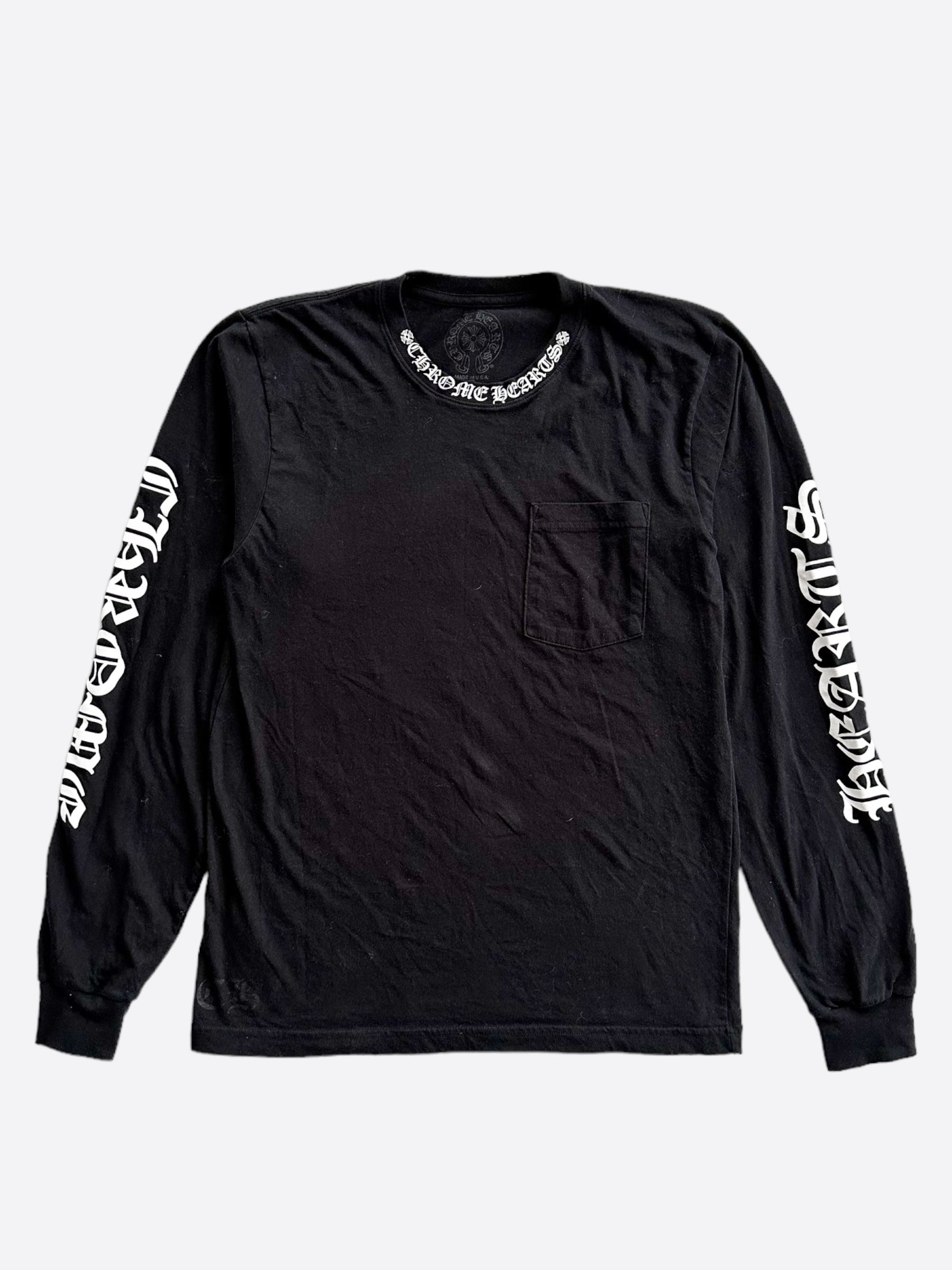 Chrome Hearts Black & White Logo Long Sleeve T-Shirt for Men & Women | Stylish Graphic Tee for Casual Wear & Street Fashion