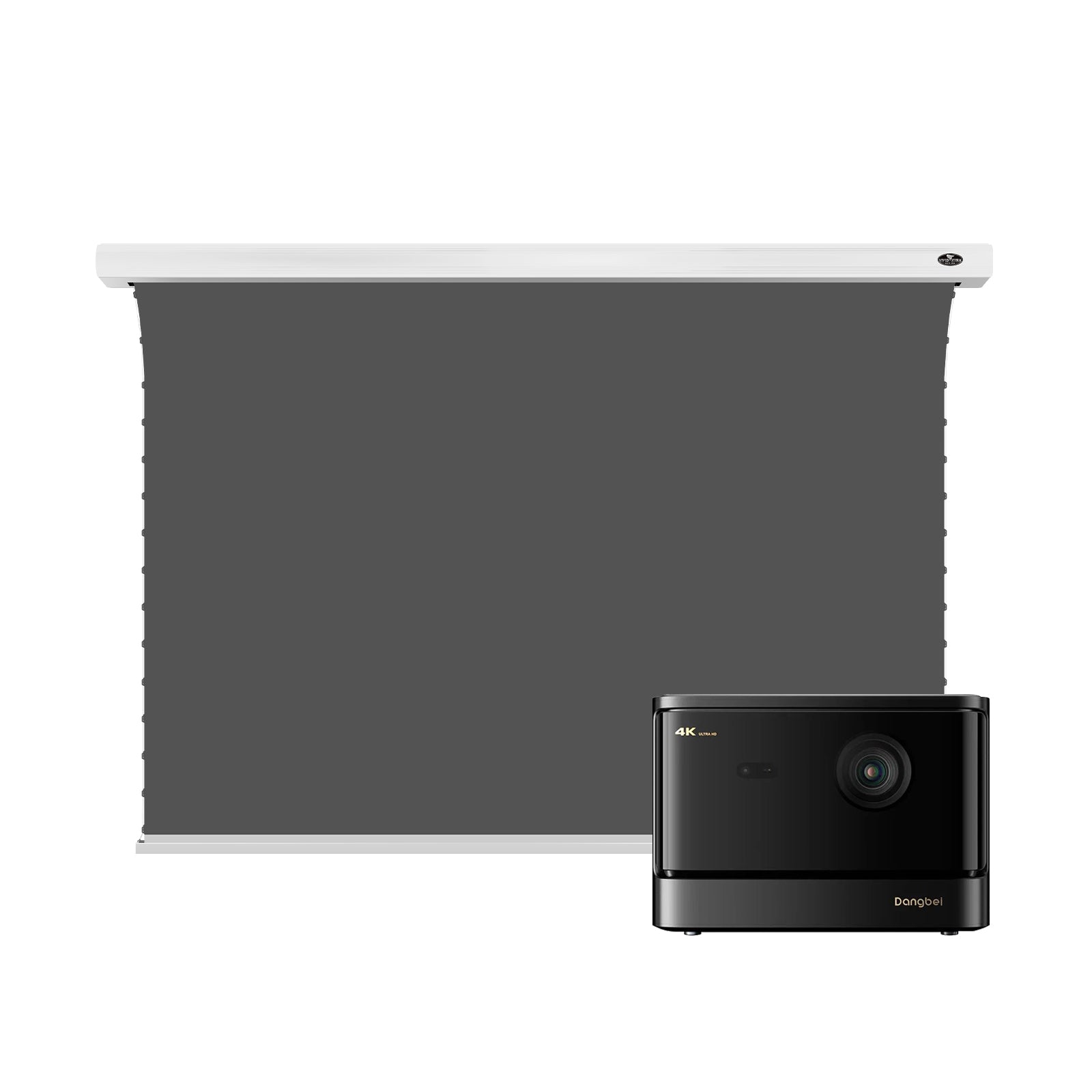 Dangbei Mars Pro2 DBOX02 4K Ultra HD Laser Projector & VIVIDSTORM ALR Slim Motorized Tension Screen - Home Theater, Outdoor Movie Nights, Office Presentations, Gaming Setup