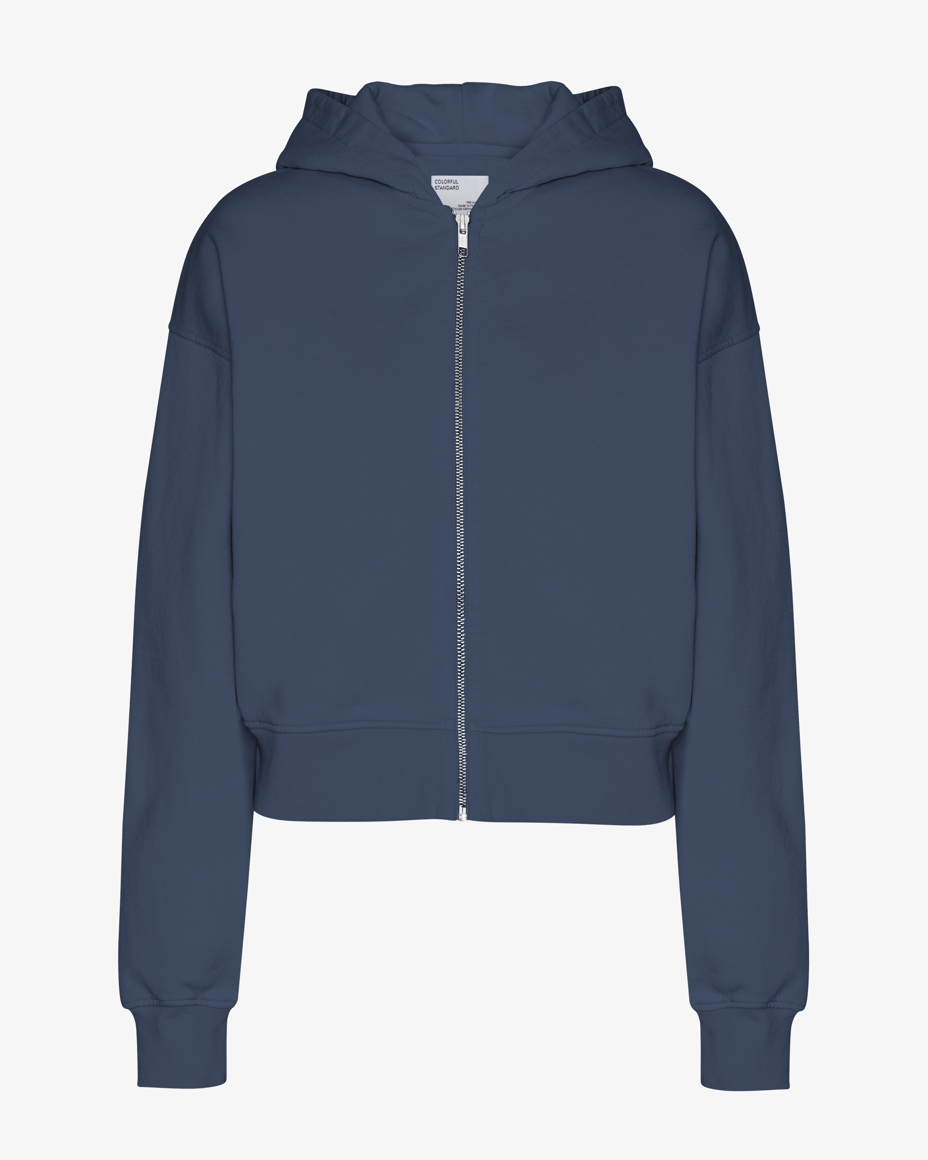 Organic Crop Zip Hoodie for Women - Petrol Blue | Comfortable & Stylish Pullover for Casual Wear, Gym, and Outdoor Activities