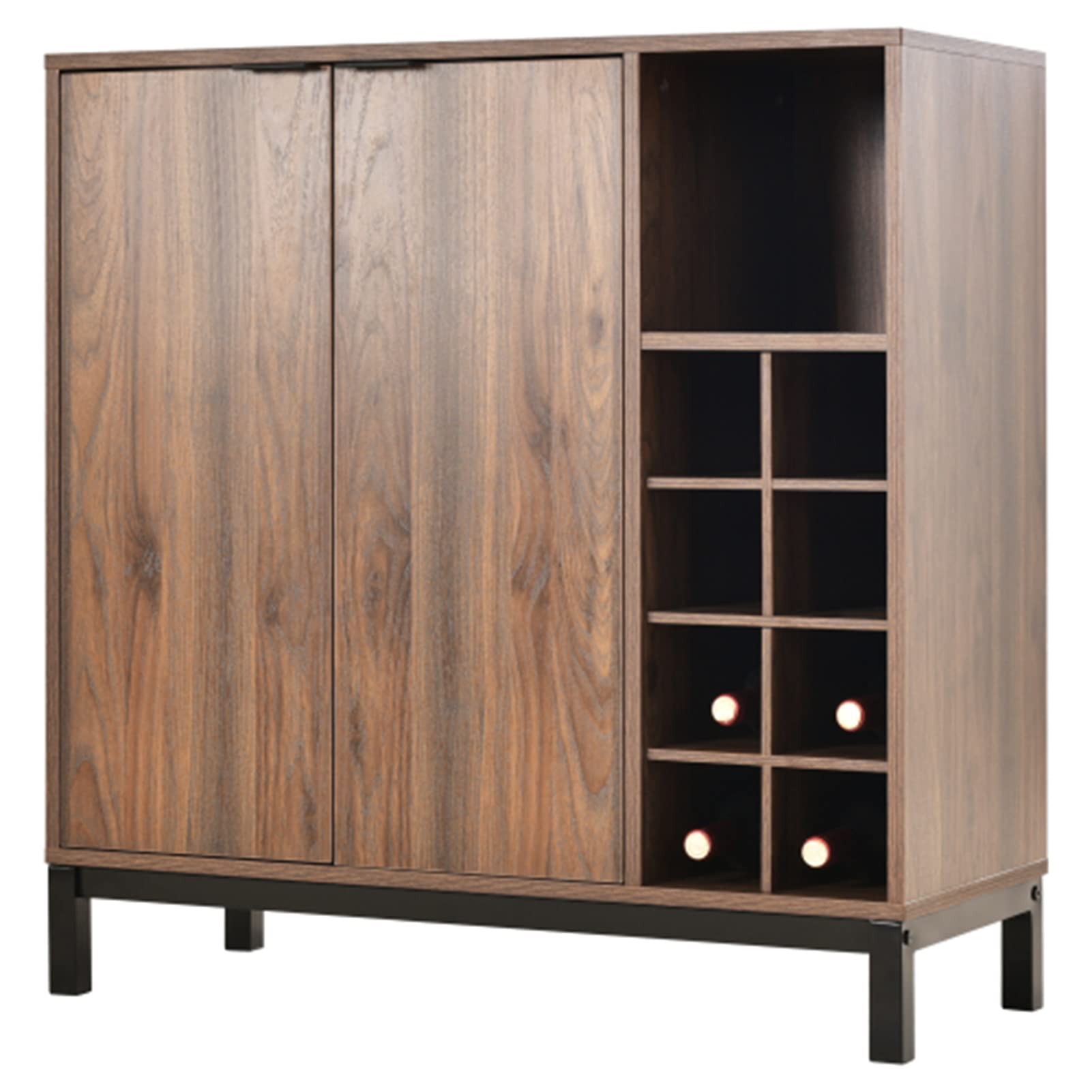 34 Inch Brown Sideboard Buffet Cabinet with Storage - Coffee Bar, Wine Rack & Dining Room Console - Perfect for Entertaining, Kitchen Storage & Living Room Organization