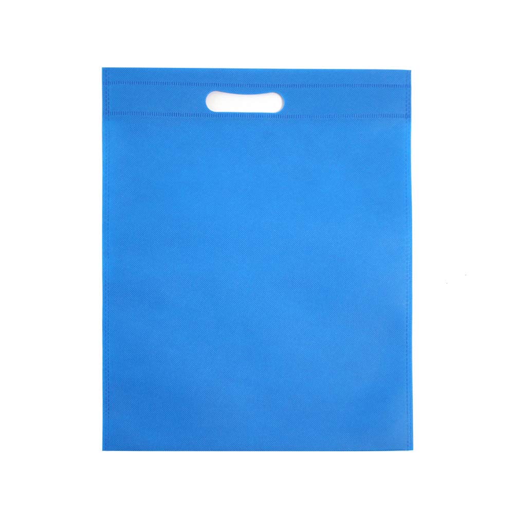 48 Pack Reusable Nonwoven Heat Seal Tote Bags - Bulk Promotional Party Gift Bags with Die-Cut Handles (Process Blue) - Perfect for Events, Giveaways & Eco-Friendly Shopping