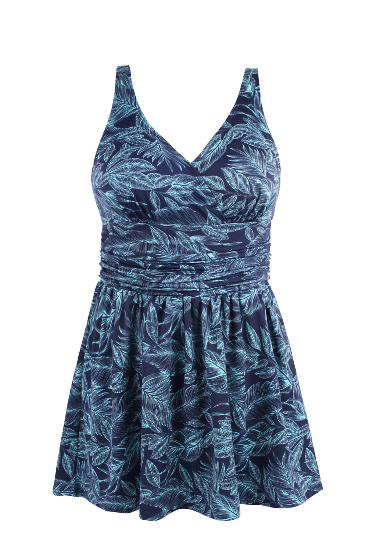 JINXUEER Women's Plus Size Swim Dress - Floral Print Ruched Modest Slimming One Piece Skirt Swimsuit for Beach, Pool & Vacation | Size 14-24