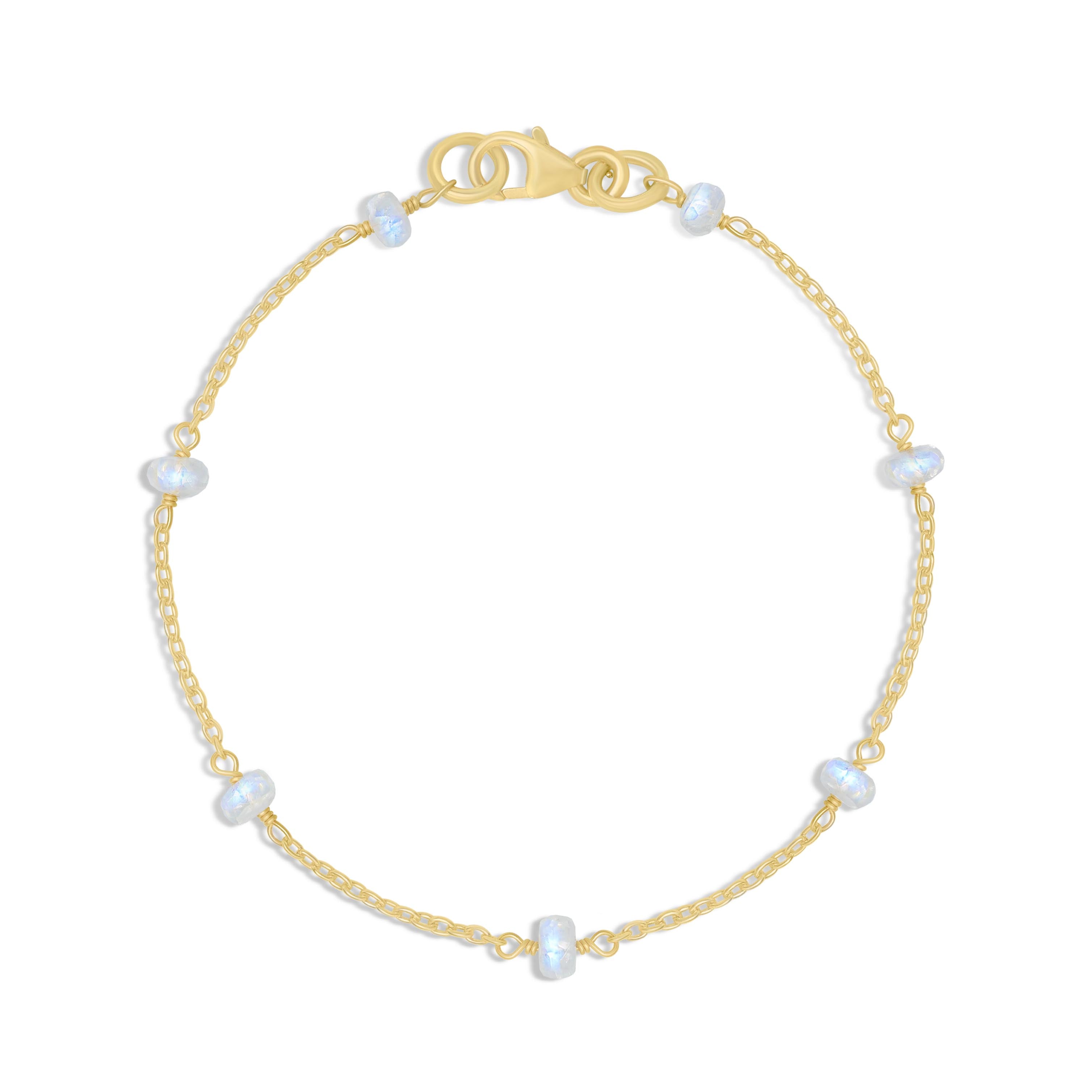 Natural Moonstone Smooth Beaded Chain Bracelet for Women - Healing Crystal Jewelry for Meditation, Yoga & Spiritual Wellness