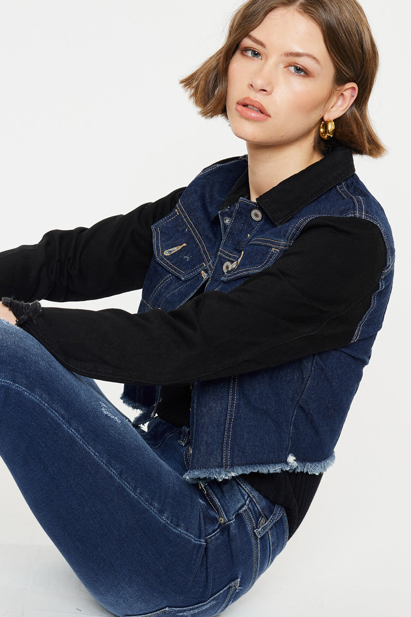 Asteria Cropped Two-Tone Jacket for Women | Stylish Casual & Streetwear Outfit | Perfect for Spring, Fall & Layering