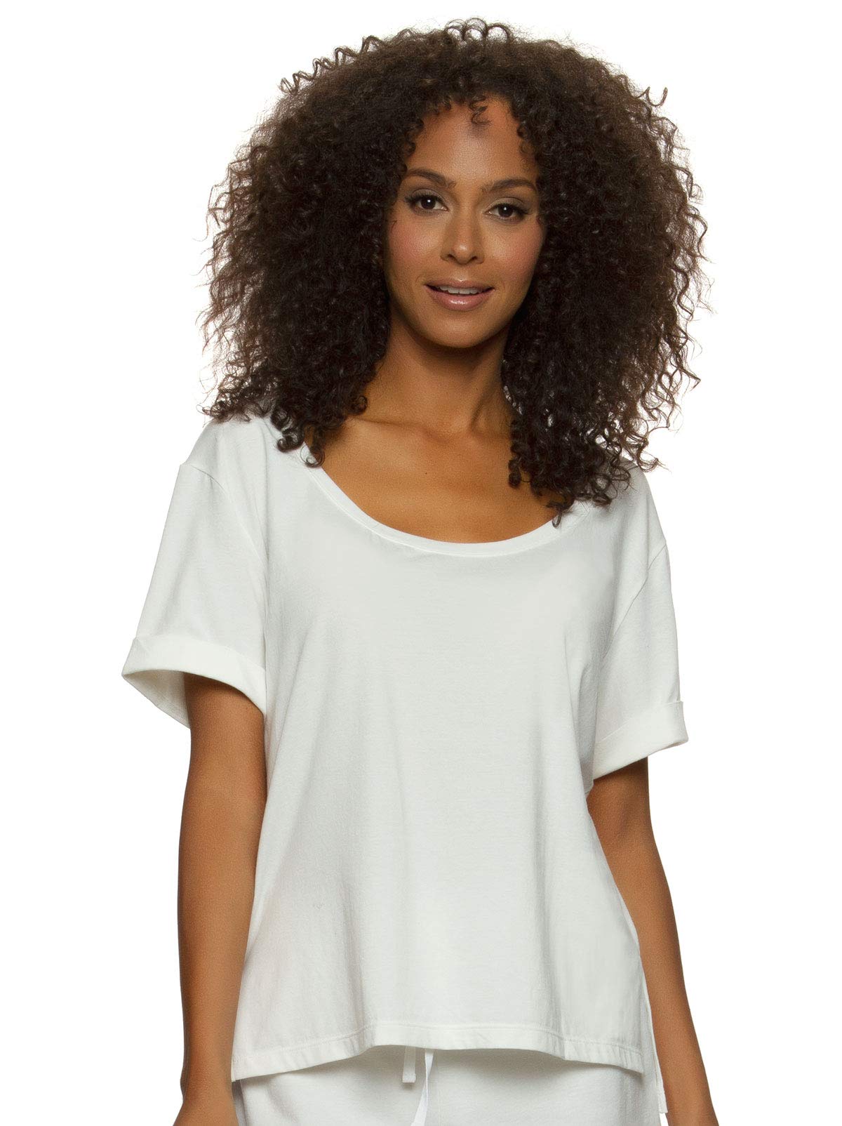 Felina Women's Organic Cotton Stretch Scoop Neck T-Shirt - Soft Breathable Eco-Friendly Tee for Casual Wear & Everyday Comfort