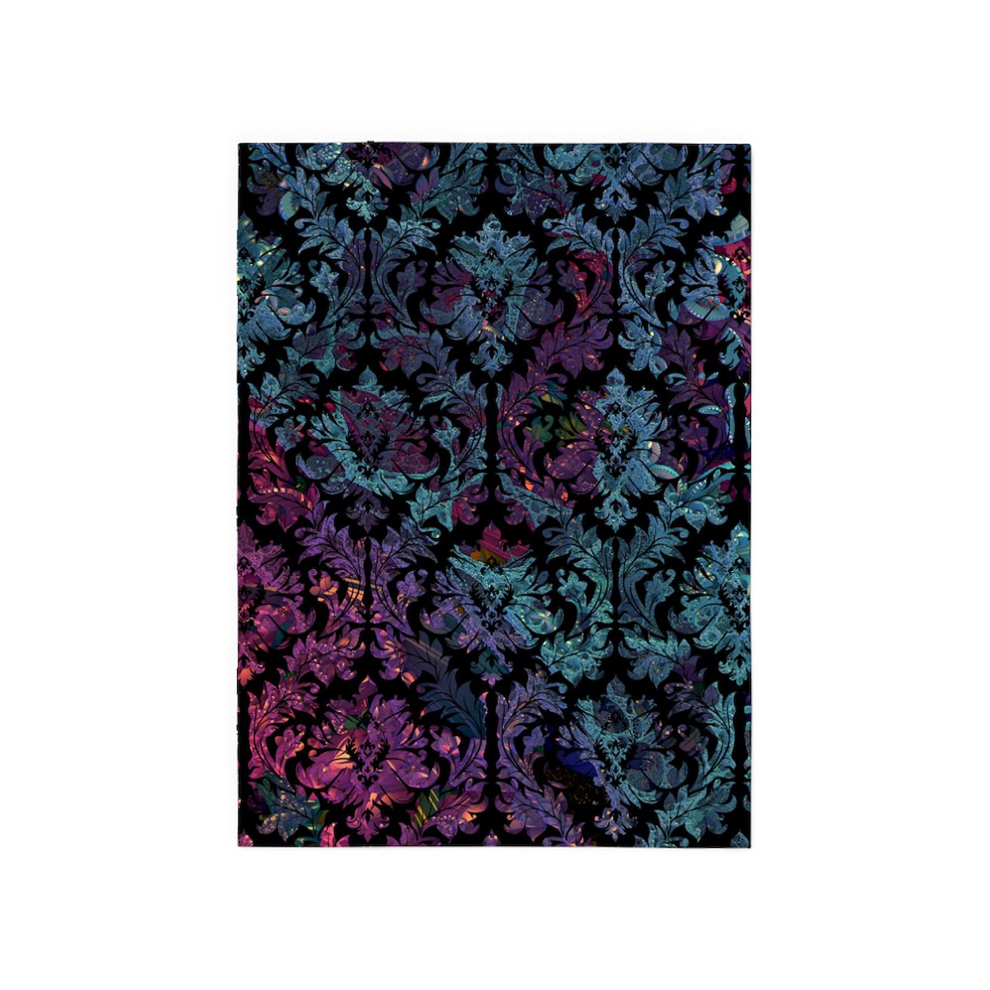 Purple and Blue Damask Pattern 5'x7' Area Rug - Soft Decorative Throw Rug for Living Room, Bedroom, or Office