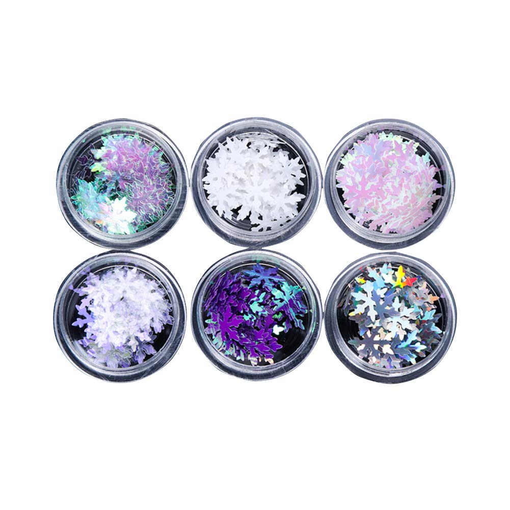 6 Pack Christmas Nail Art Stickers - Snowflake Sequins Nail Decals for Holiday Nail Designs | Perfect for DIY Manicures, Party Nail Art & Festive Gift Giving